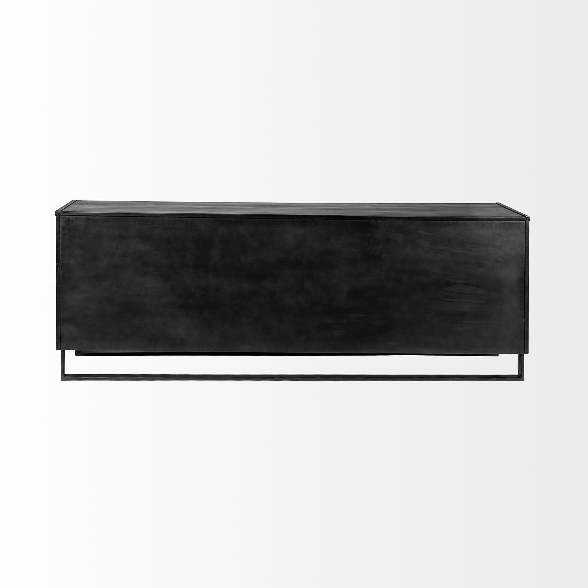 Alvin 82x20 Brown Solid Wood With Black Metal Frame 3 Drawer 2 Cabinet Door Sideboard — product photograph