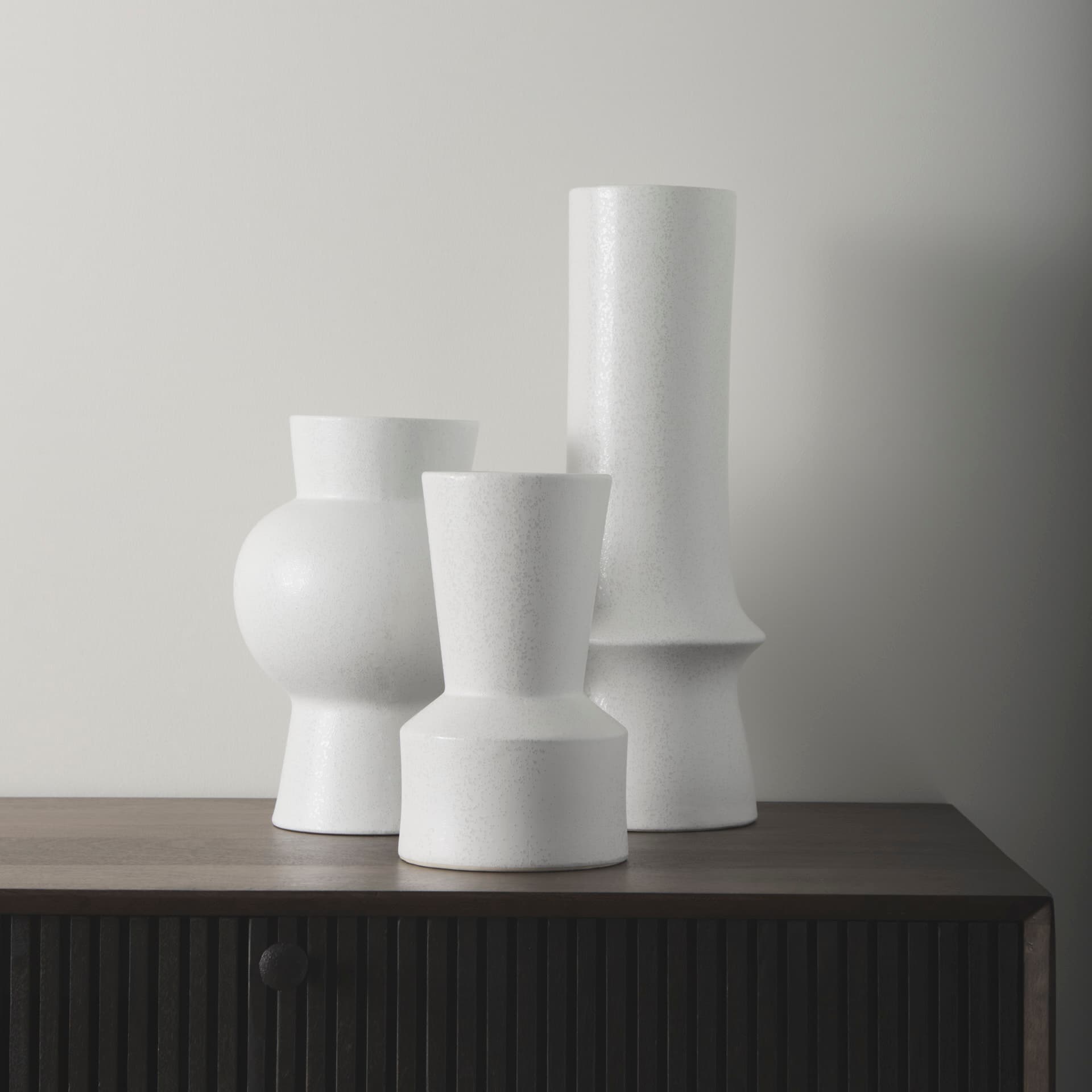 Laforge 9.4H Small White Ceramic Vase — in a styled room