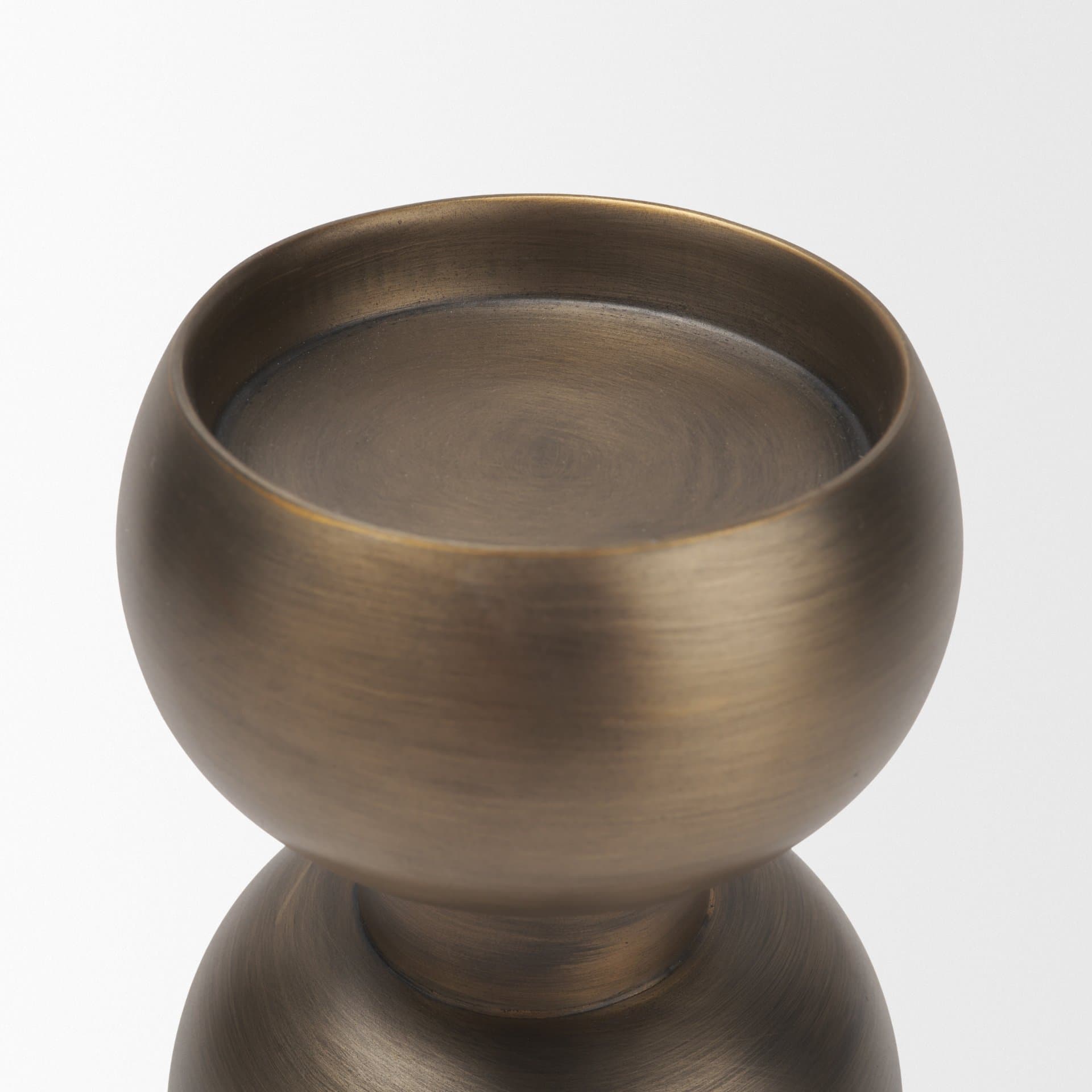Pelar Small Antiqued Brass Stacked Pillar Candle Holder — product photograph