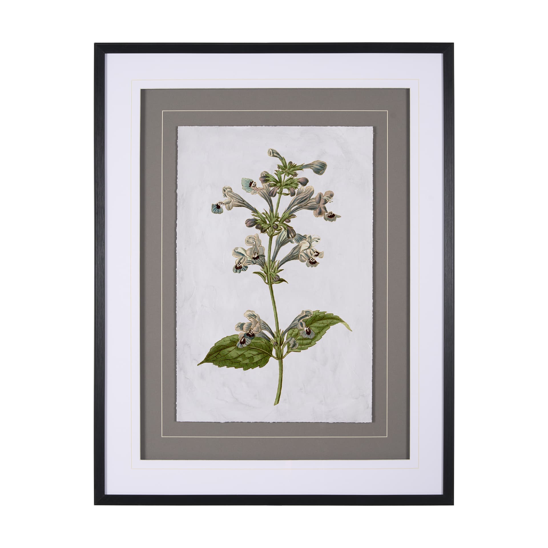 Soft Blue Botanoicals III by Mercana Studio Hand Embellished Framed Art Print Matted under Glass — product photograph