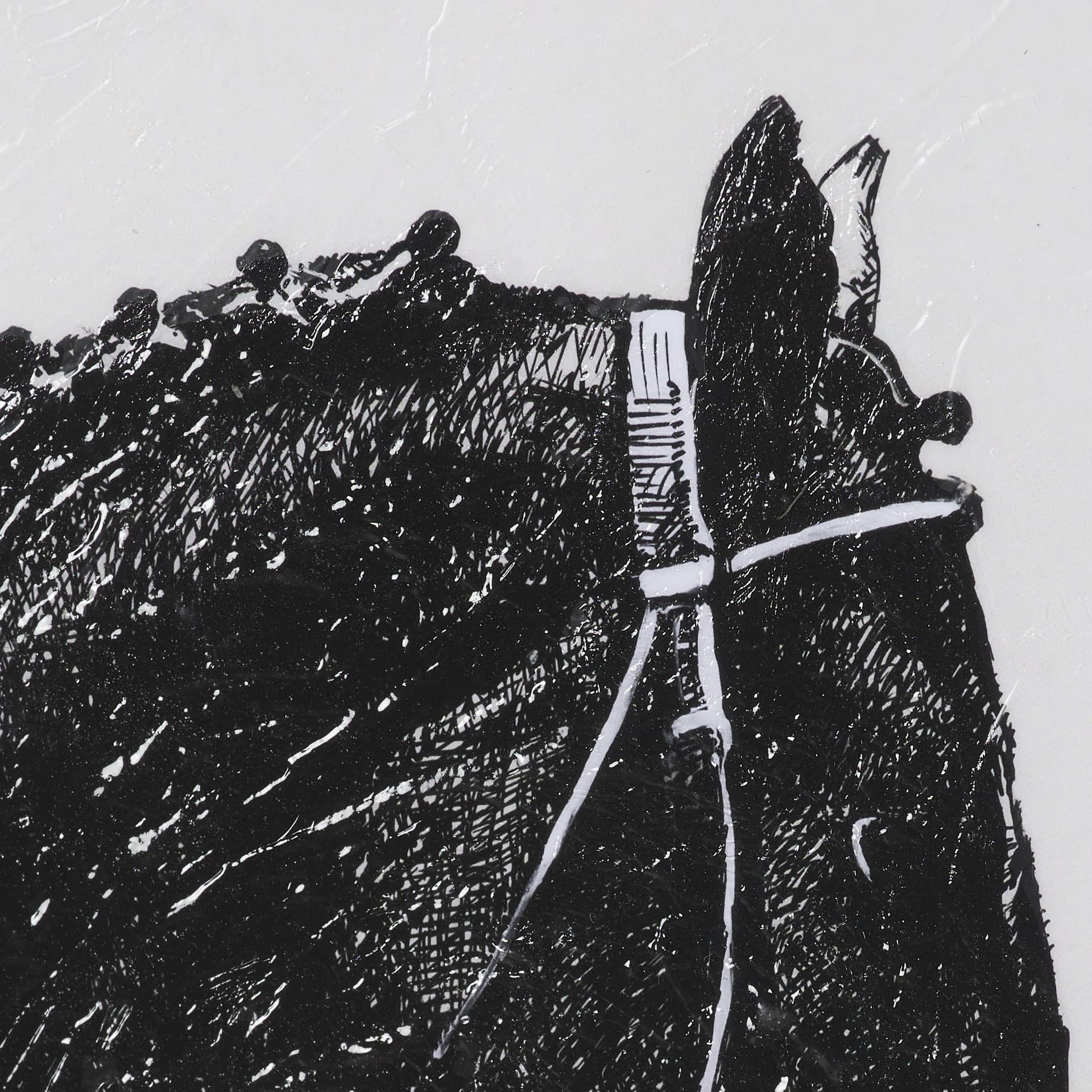 Equestrian Etching IV by Mercana Studio Hand-Embellished Textured Framed Artwork Matted under Glass — product photograph