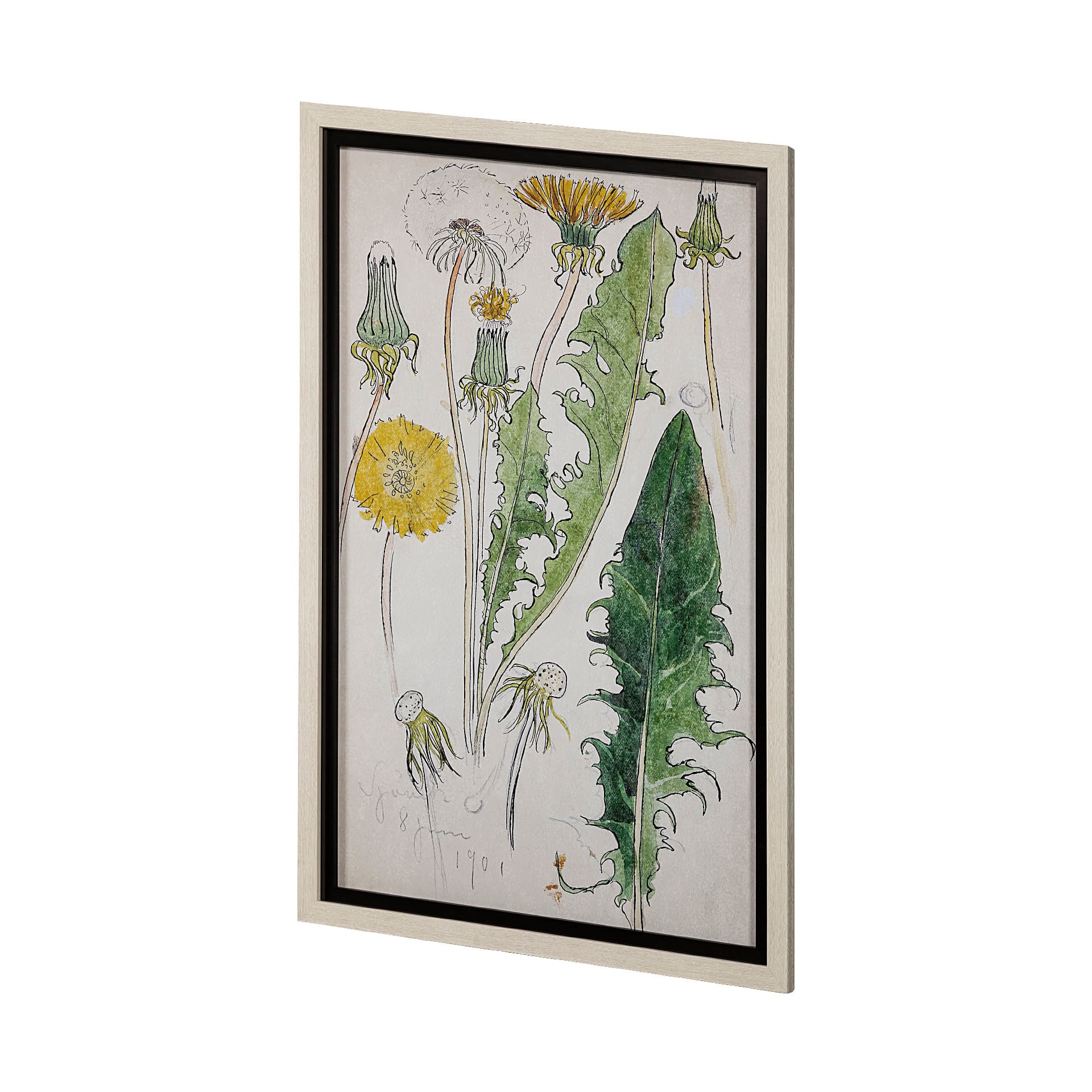 Maskros Akvarellmalning by John Bauer Hand Embellished Textured Framed Art Print Matted under Glass — product photograph