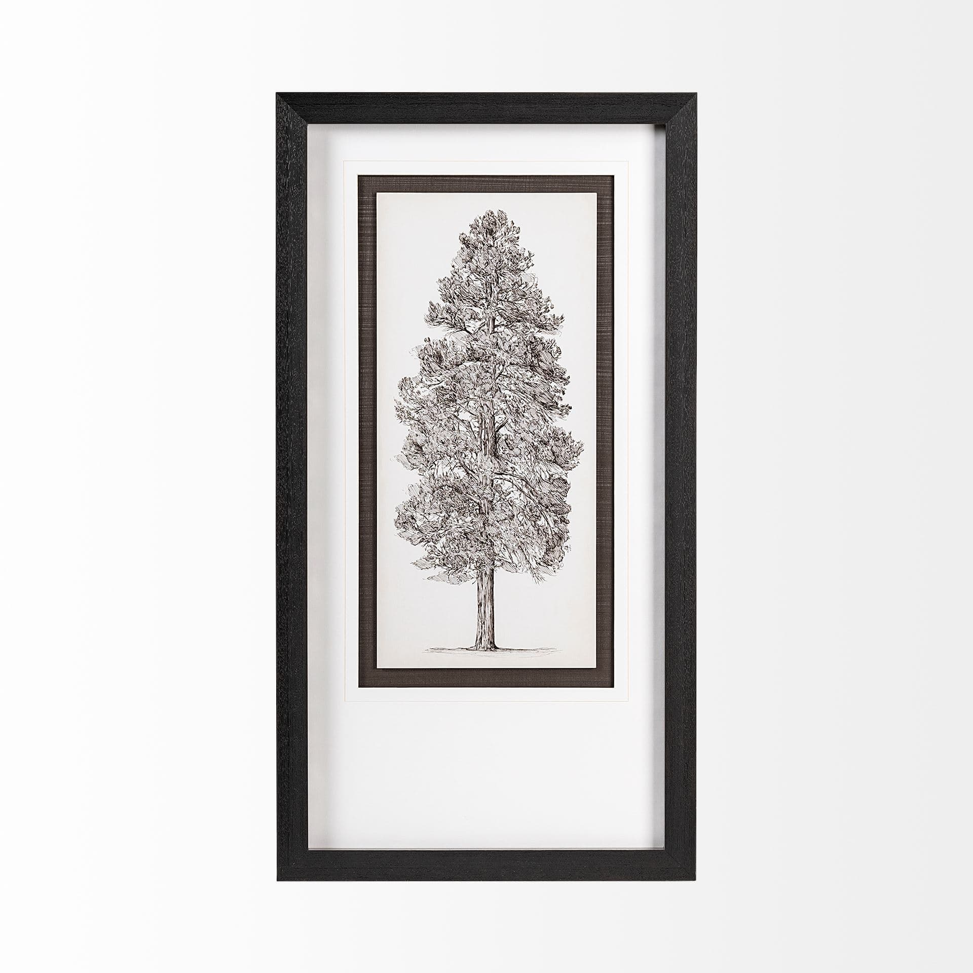 Pacific North West Tree Sketch III Melissa Wang Hand Embellished Framed Art Print Matted under Glass — product photograph