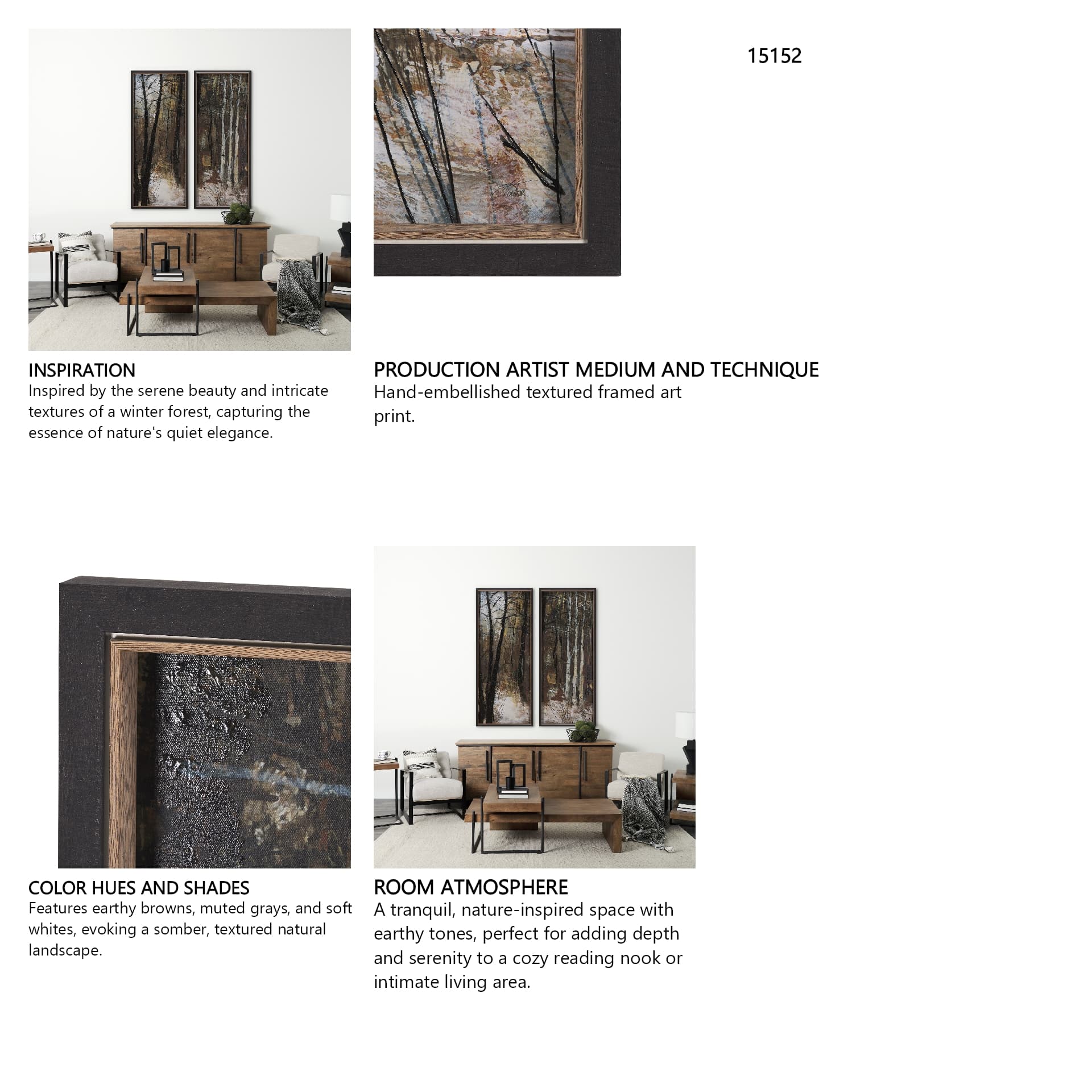 Forest View VI by Mercana Studio a Hand Embelished Textured Framed Art Print — in a styled room
