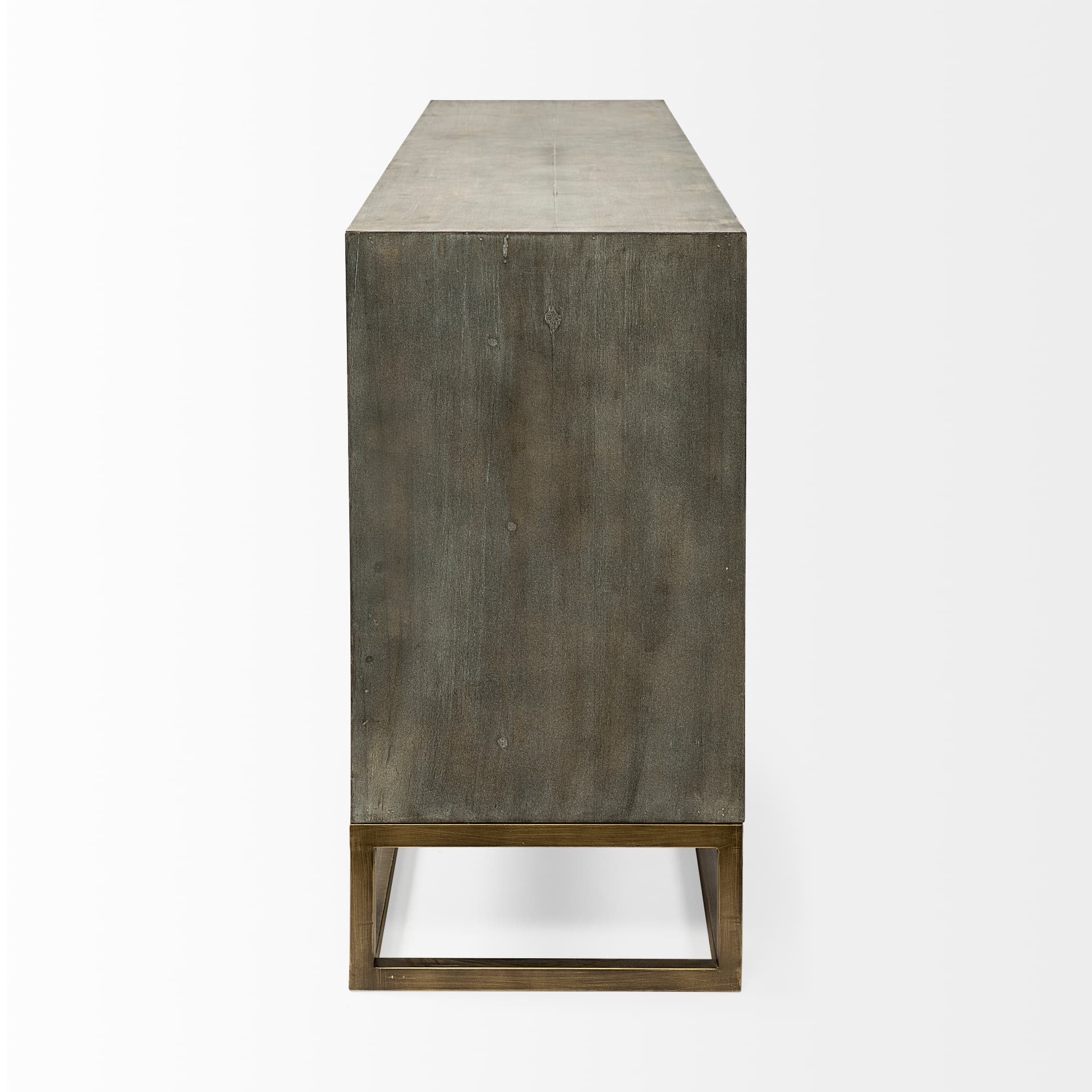 Genevieve II 70x15.8 Gray Fir Veneer W/Gold Metal Frame Base 9 Drawer Sideboard — product photograph
