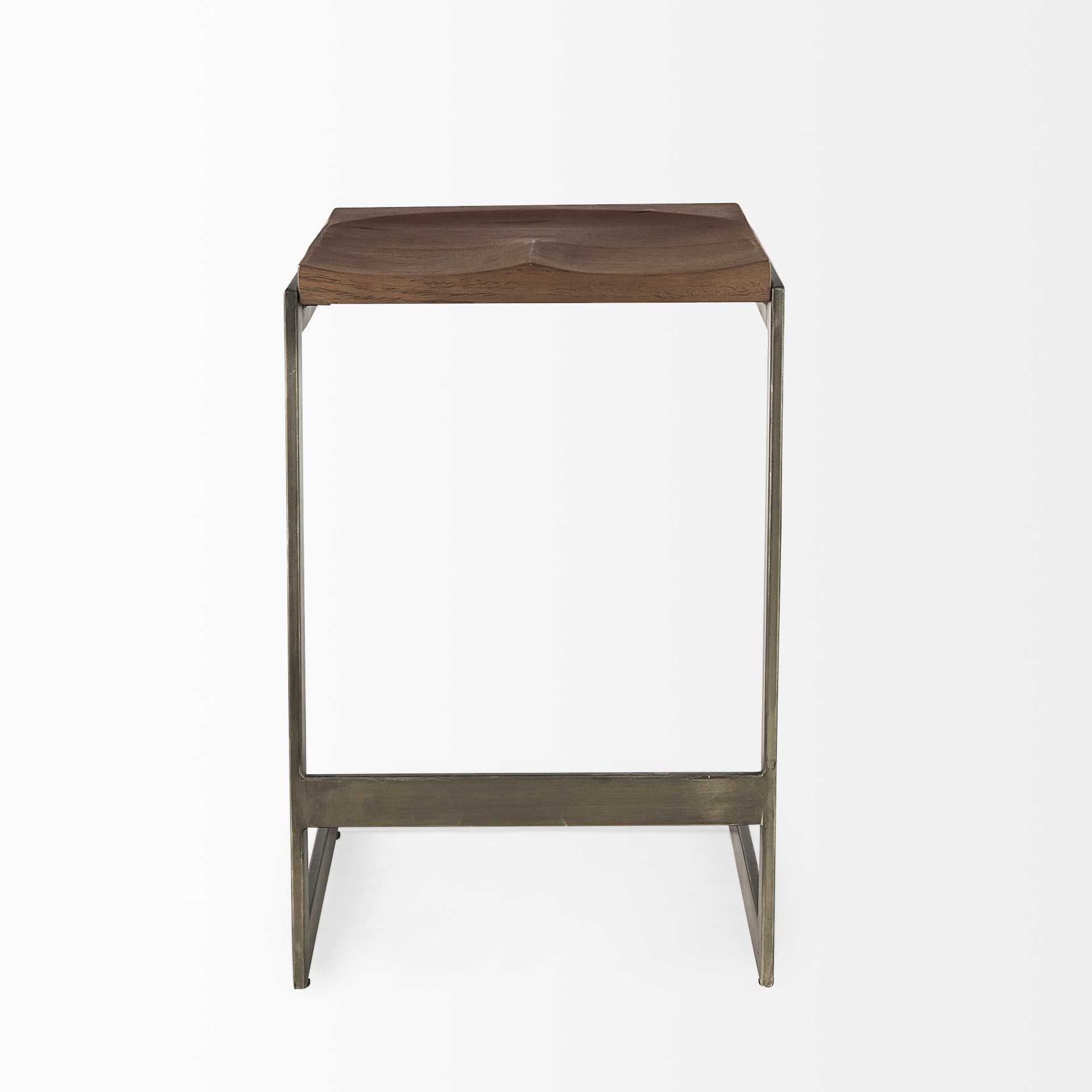 Kiran Backless 26in Seat Counter Stool | Brown Wood w/ Antique Nickel — product photograph