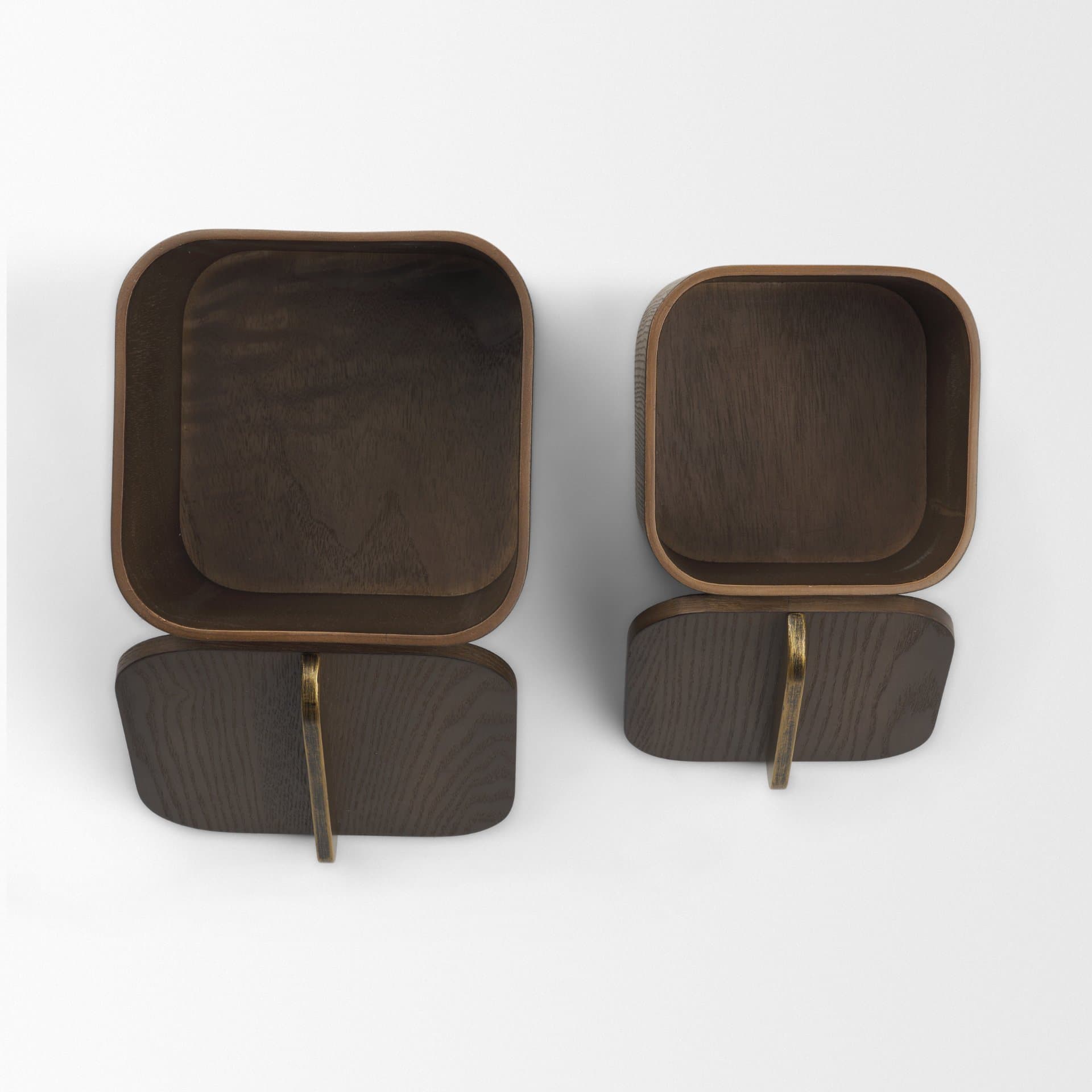Benton Brown Wood w/ Brass Handle Decorative Box Set — product photograph