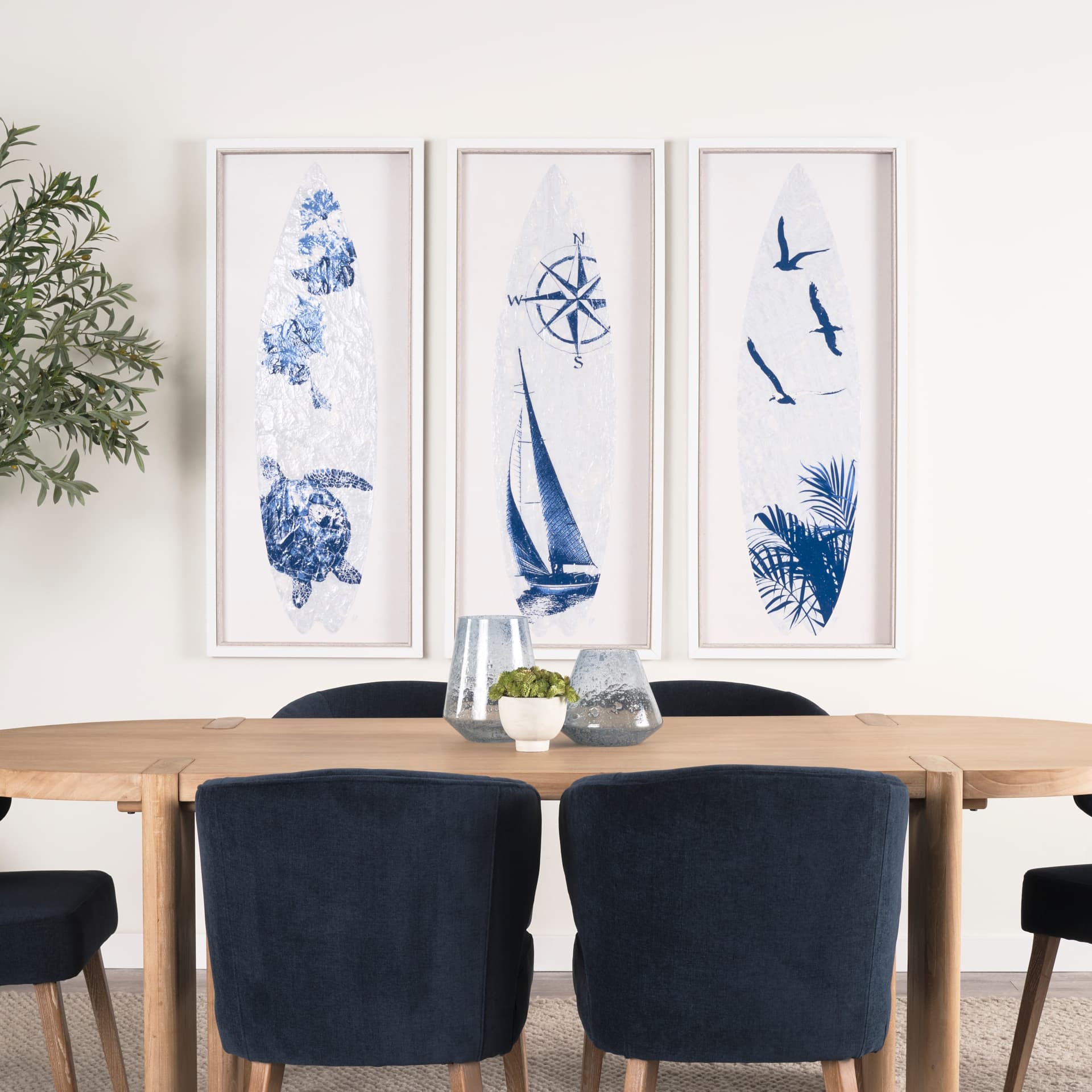 Surfs Up 2 by Mercana Studio a Hand Embelished Textured Framed Art Print — in a styled room