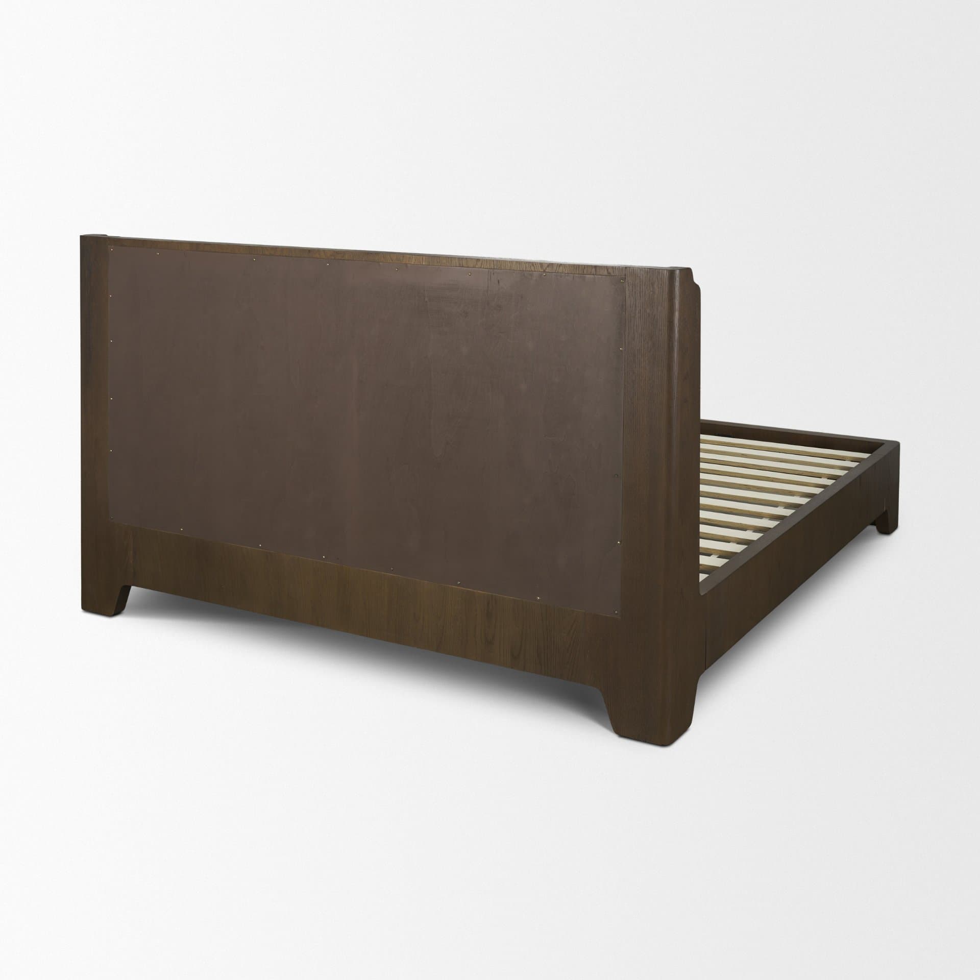 Holden King Upholstered Bedframe | Shelter Headboard | Oatmeal Performance Fabric — product photograph