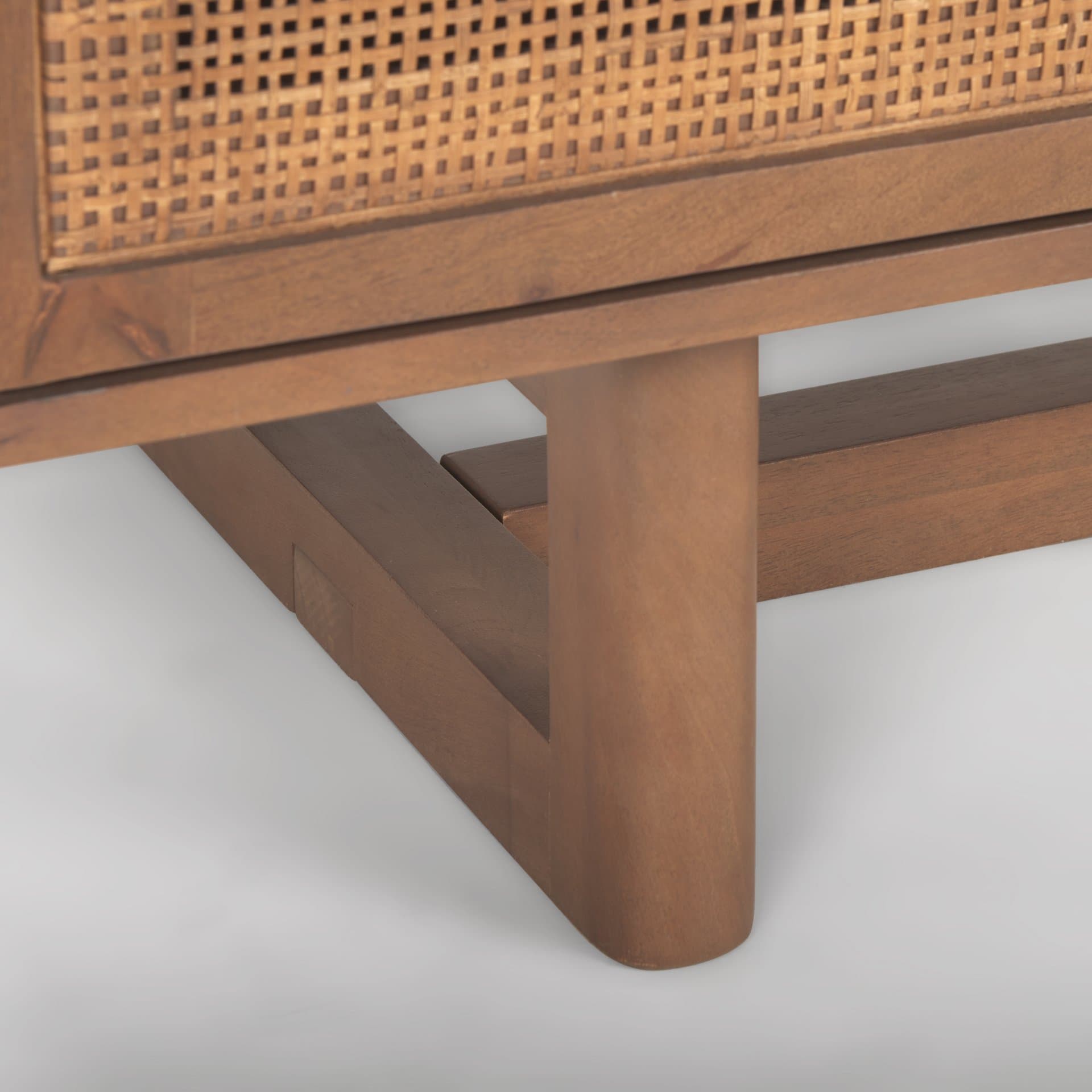 Grier 65" Medium Brown Wood W/ Cane Media Console — product photograph