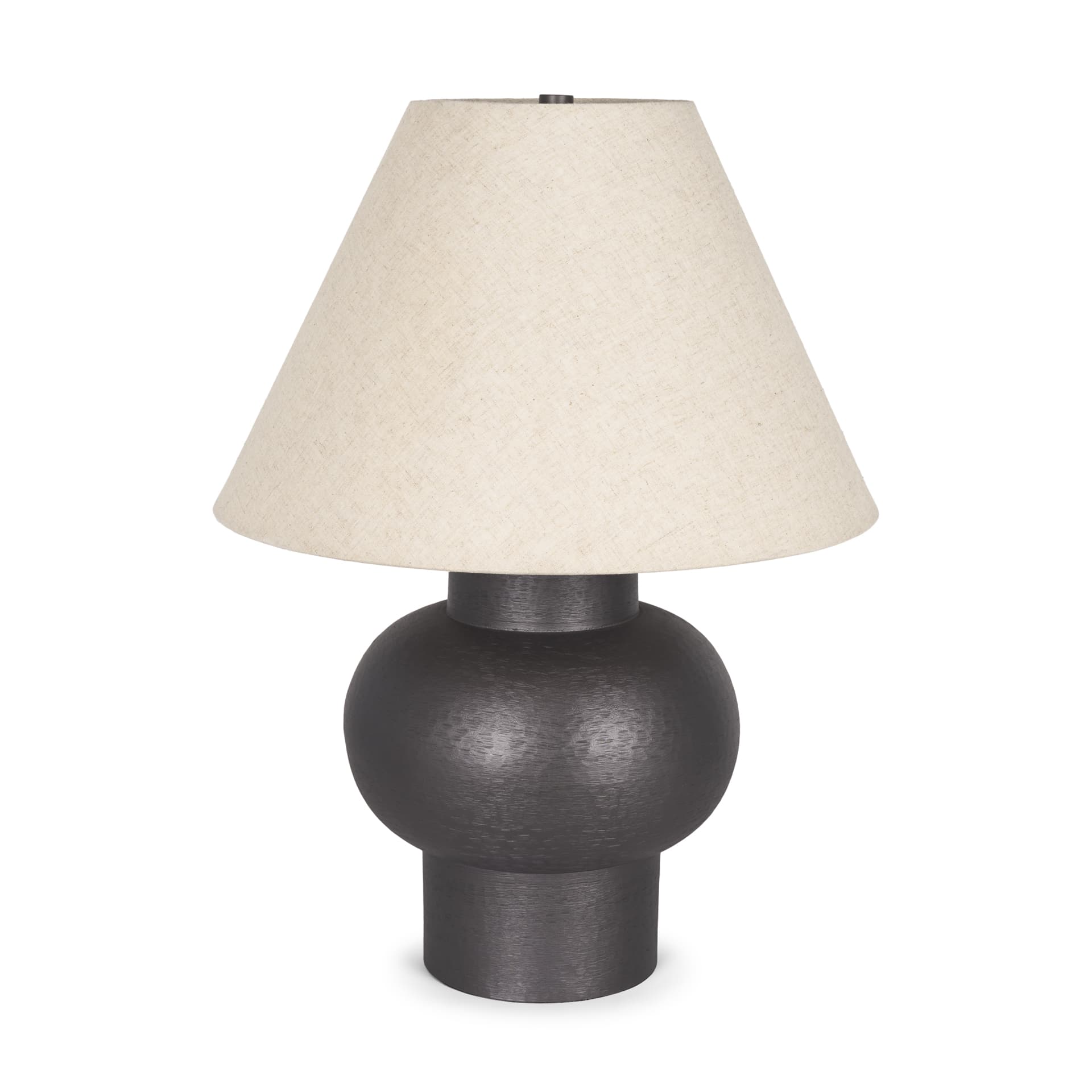 Salaah Black Brushed Metal w/ Beige Shade Table Lamp — product photograph