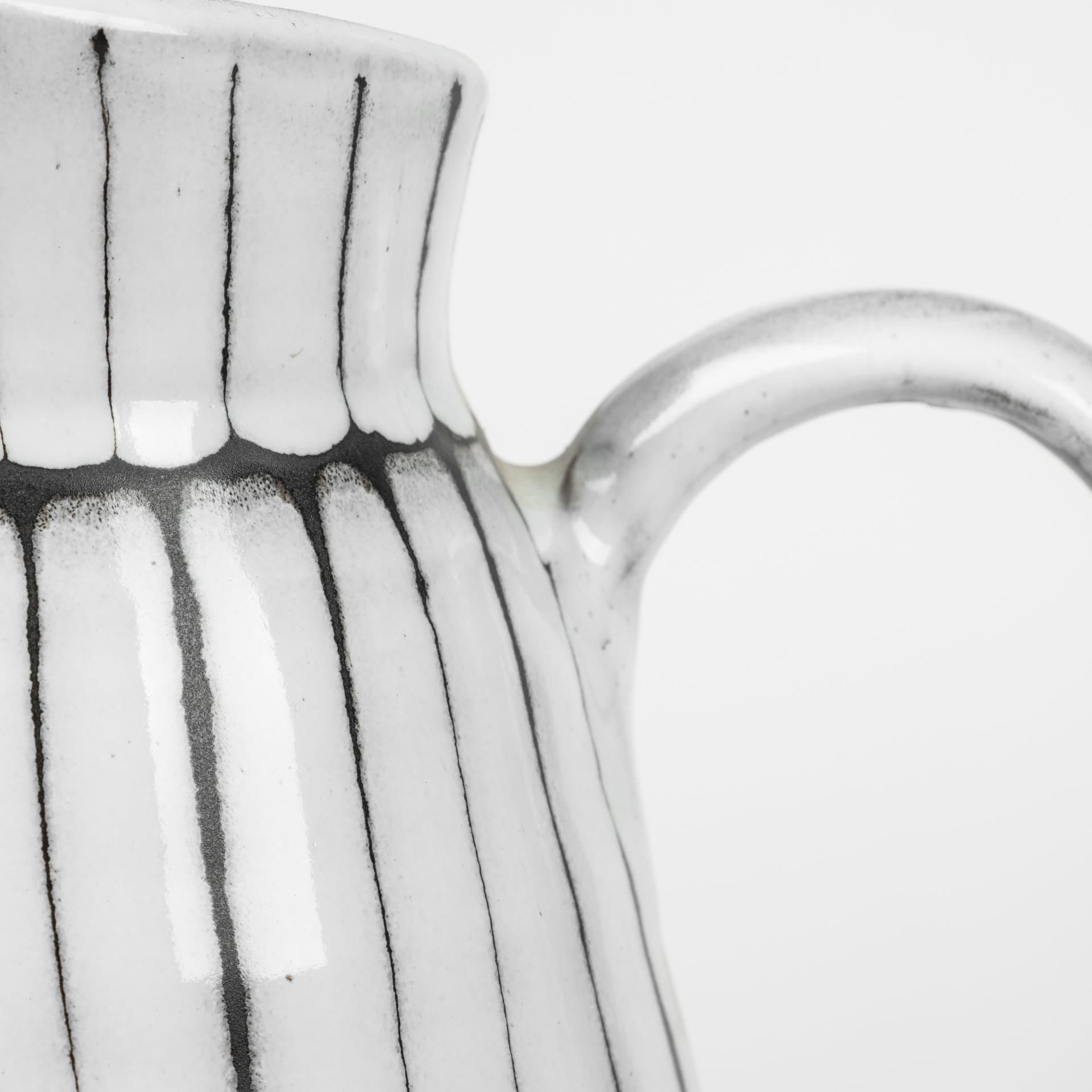 Lome Large White/Black Patterned Ceramic Water Pitcher — product photograph