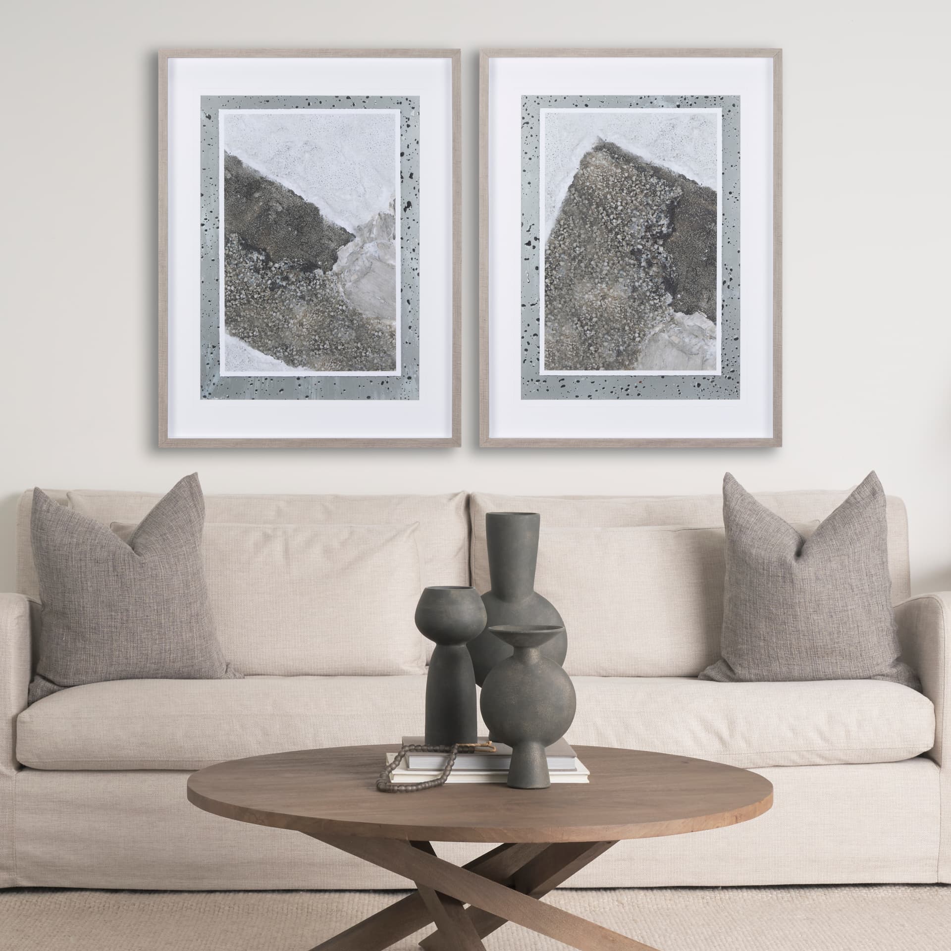 Mudslide II by Mercana Studio a Hand Embellished Textured Framed Art Print Matted under Glass — in a styled room
