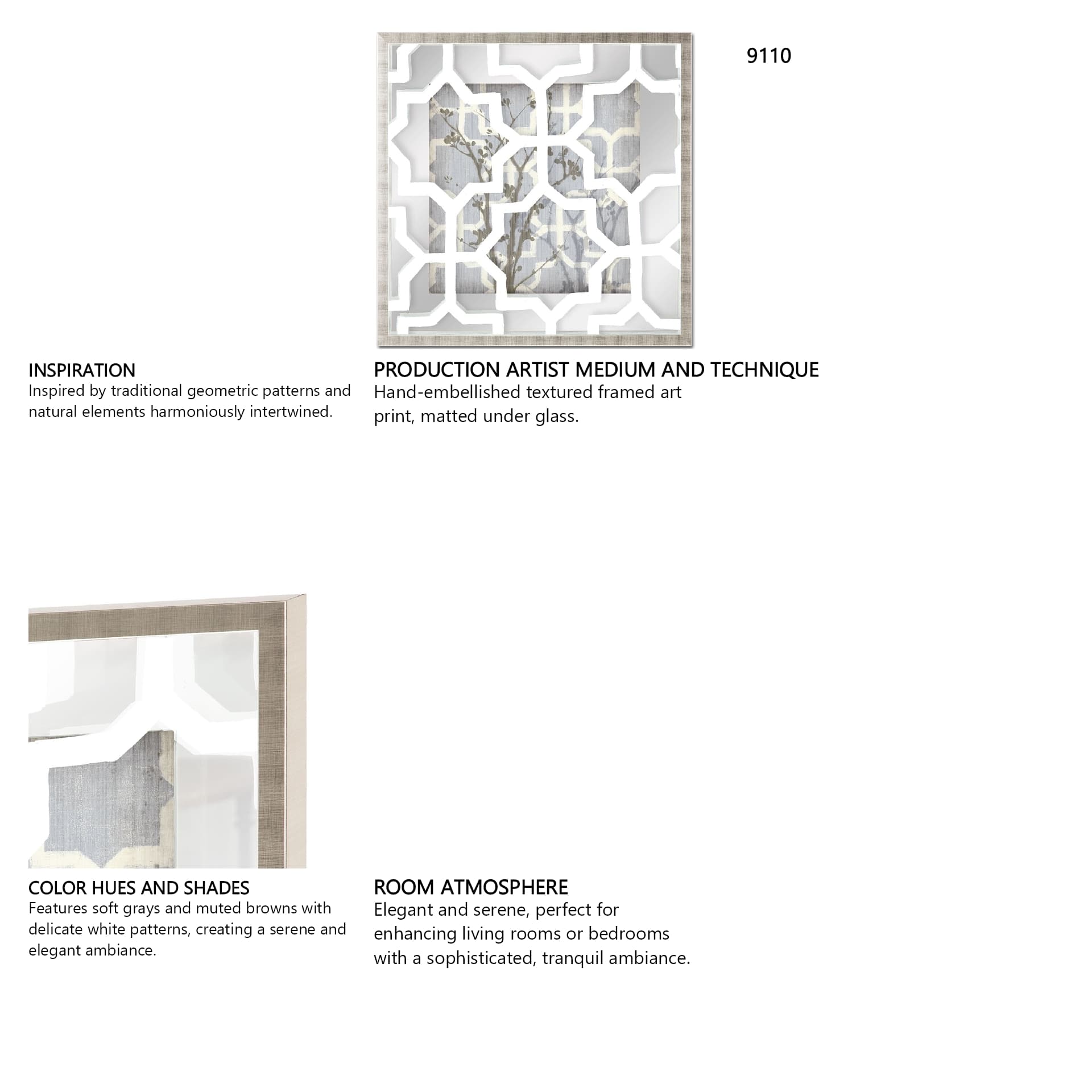 Silhouette & Pattern V (MC) Jennifer Goldberger Hand Embelished Framed Art Print Matted under Glass — in a styled room