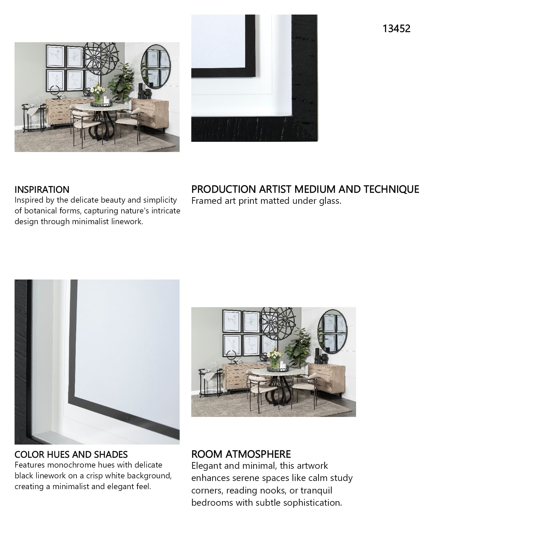 Arrangement IV by Hiraki a Framed Art Print Matted under Glass — in a styled room