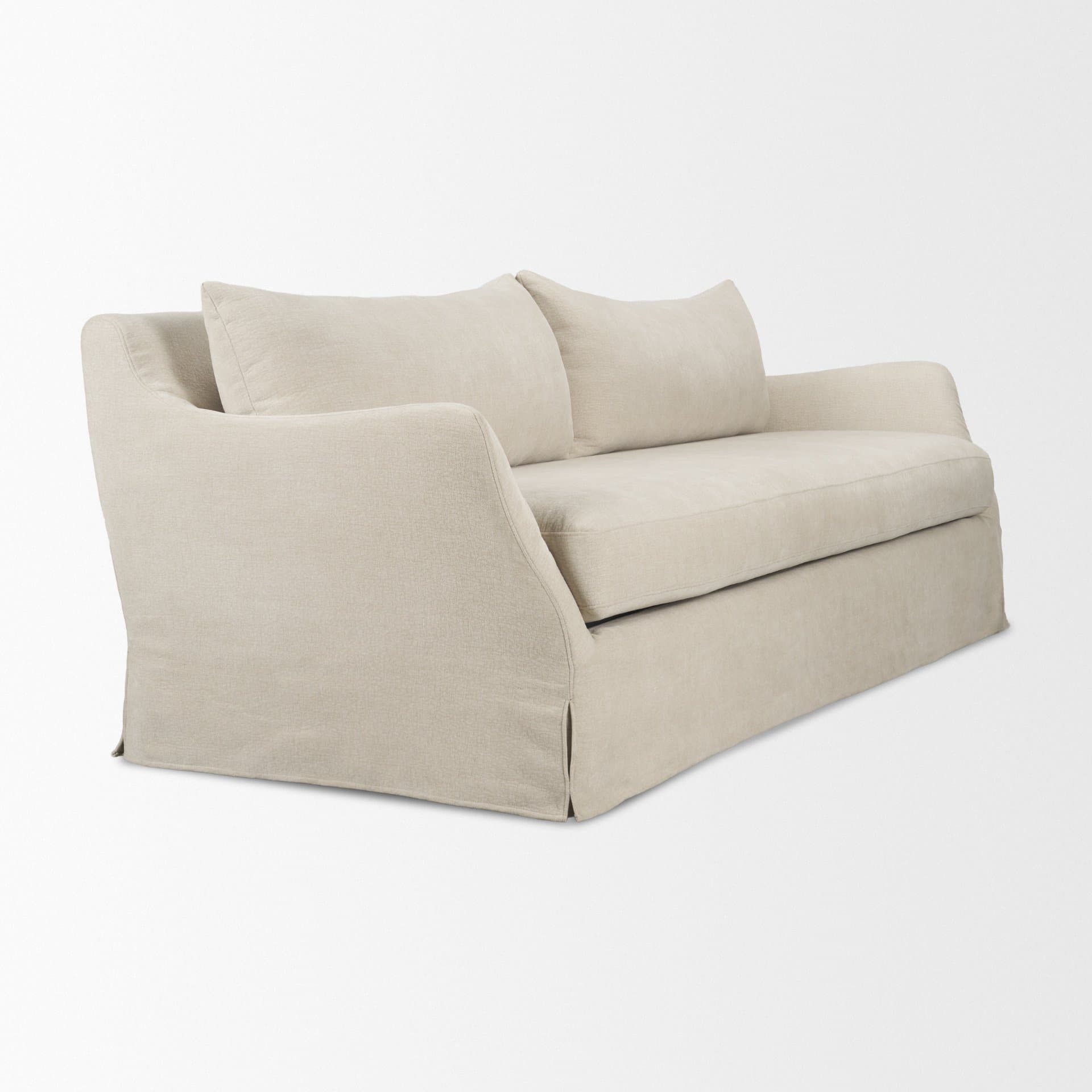 Ellington Slipcovered Slope Arm Sofa | 3 Seater | Cream Fabric — product photograph