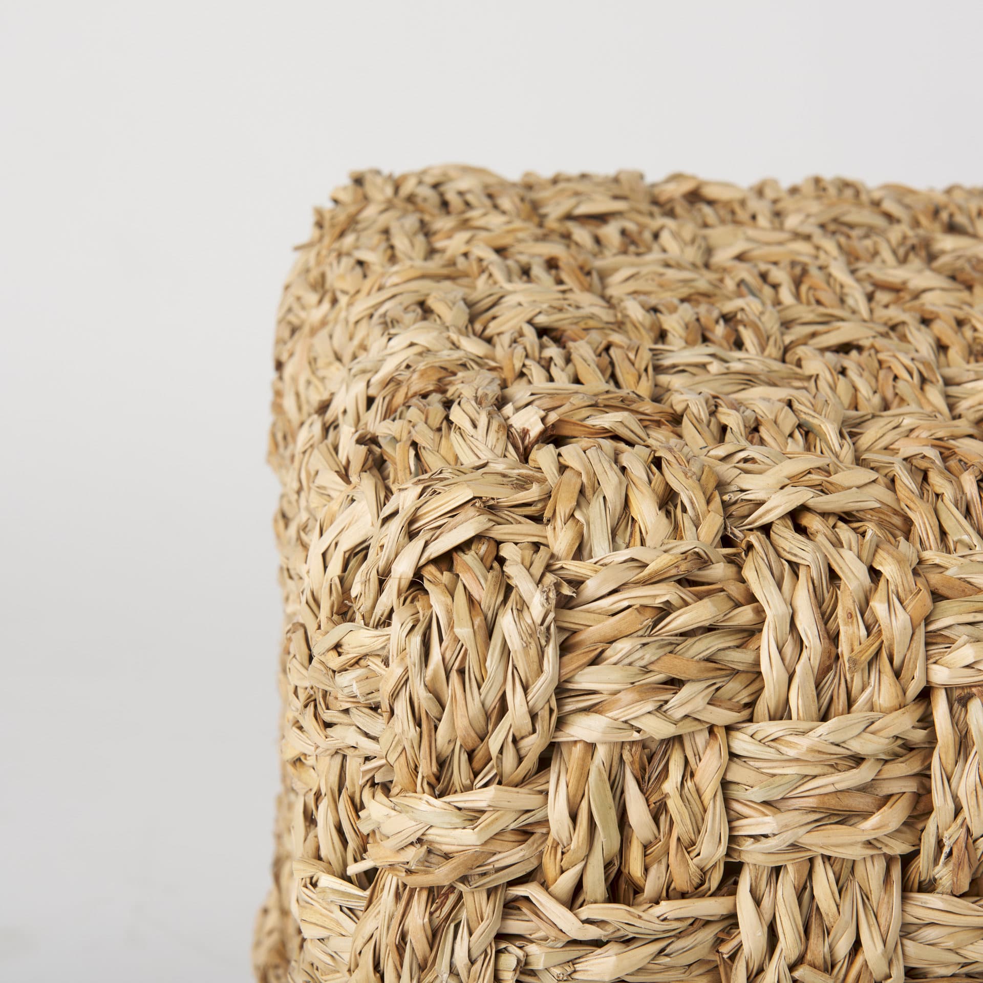 Adele 17.7L x 17.7W x 17.7H Medium Brown Seagrass Woven Square Pouf — product photograph