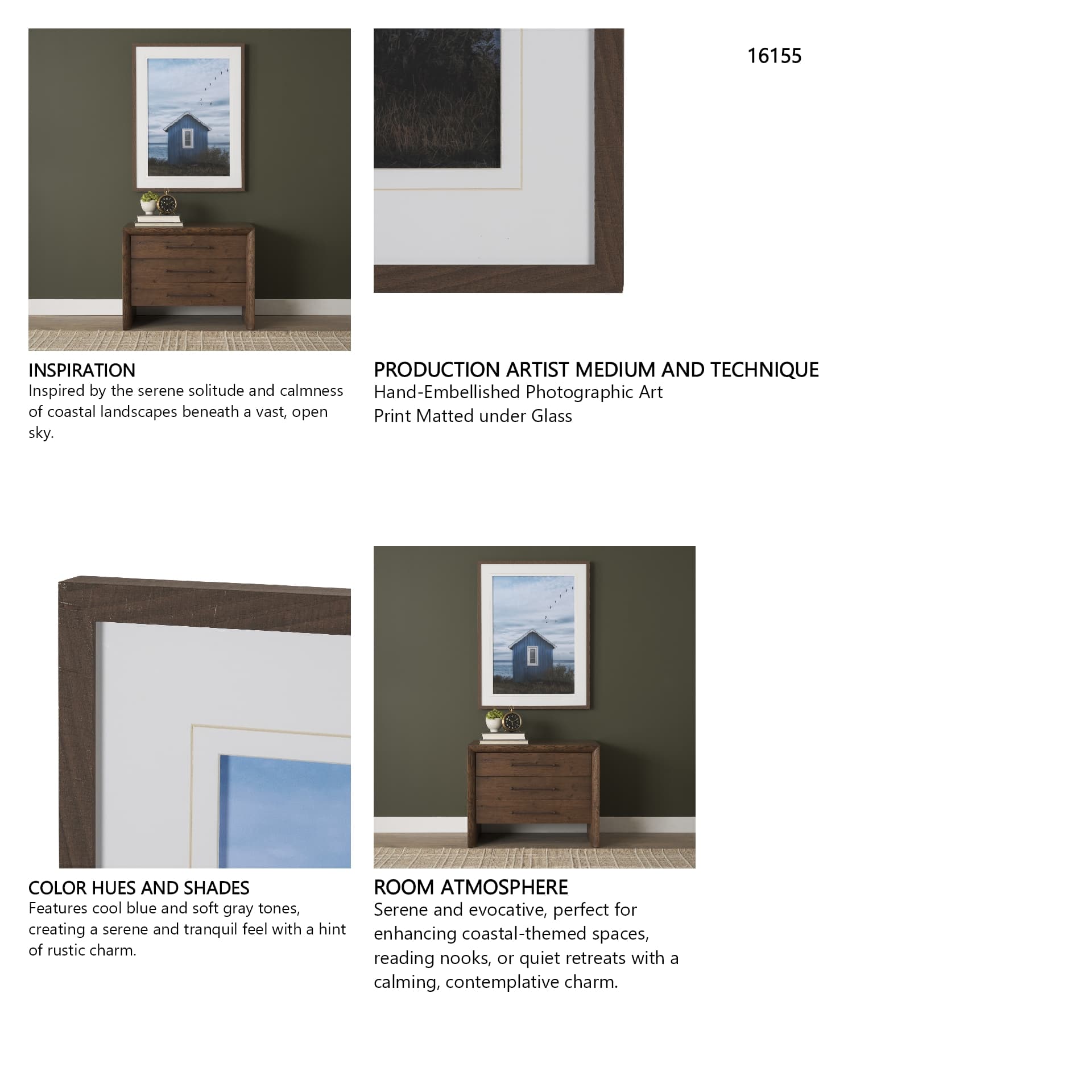 Breezy Blue Escape by Lotte Gronkjaer FramedPhoto Print Matted under Glass — in a styled room