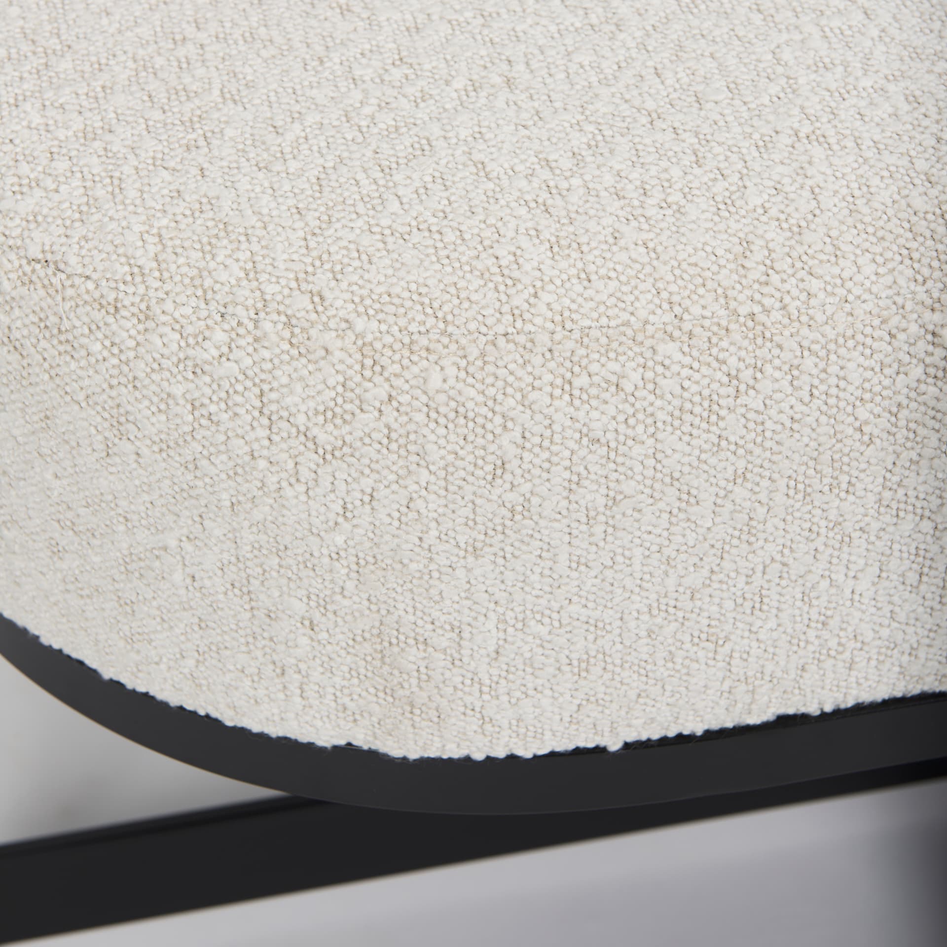 Amelia 55.0L x 18.0W x 18.0H Cream Boucle W/Black Metal Upholstered Bench — product photograph