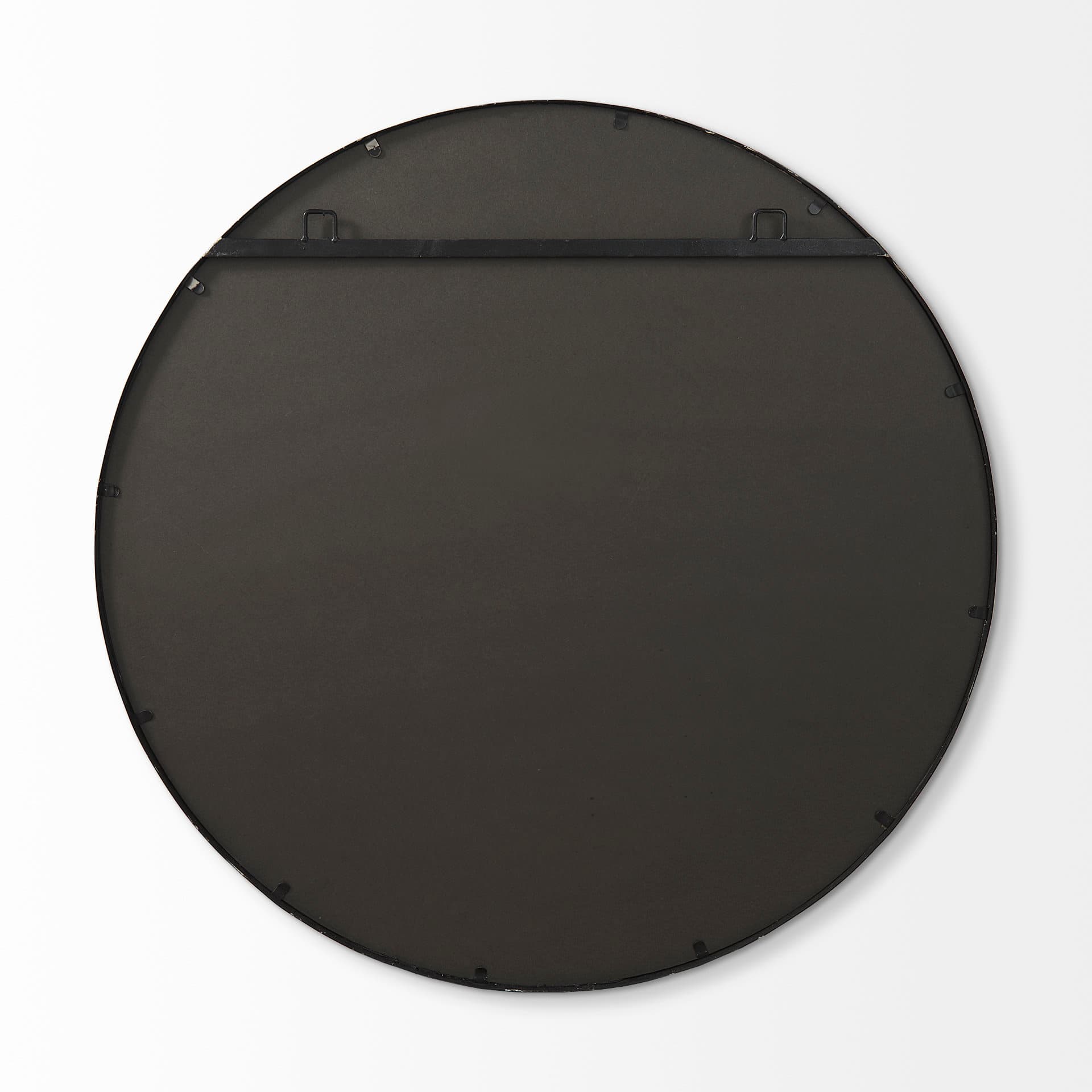Piper 35.8L x 1.0W x 35.8H Small Black Metal Round Wall Mirror — product photograph