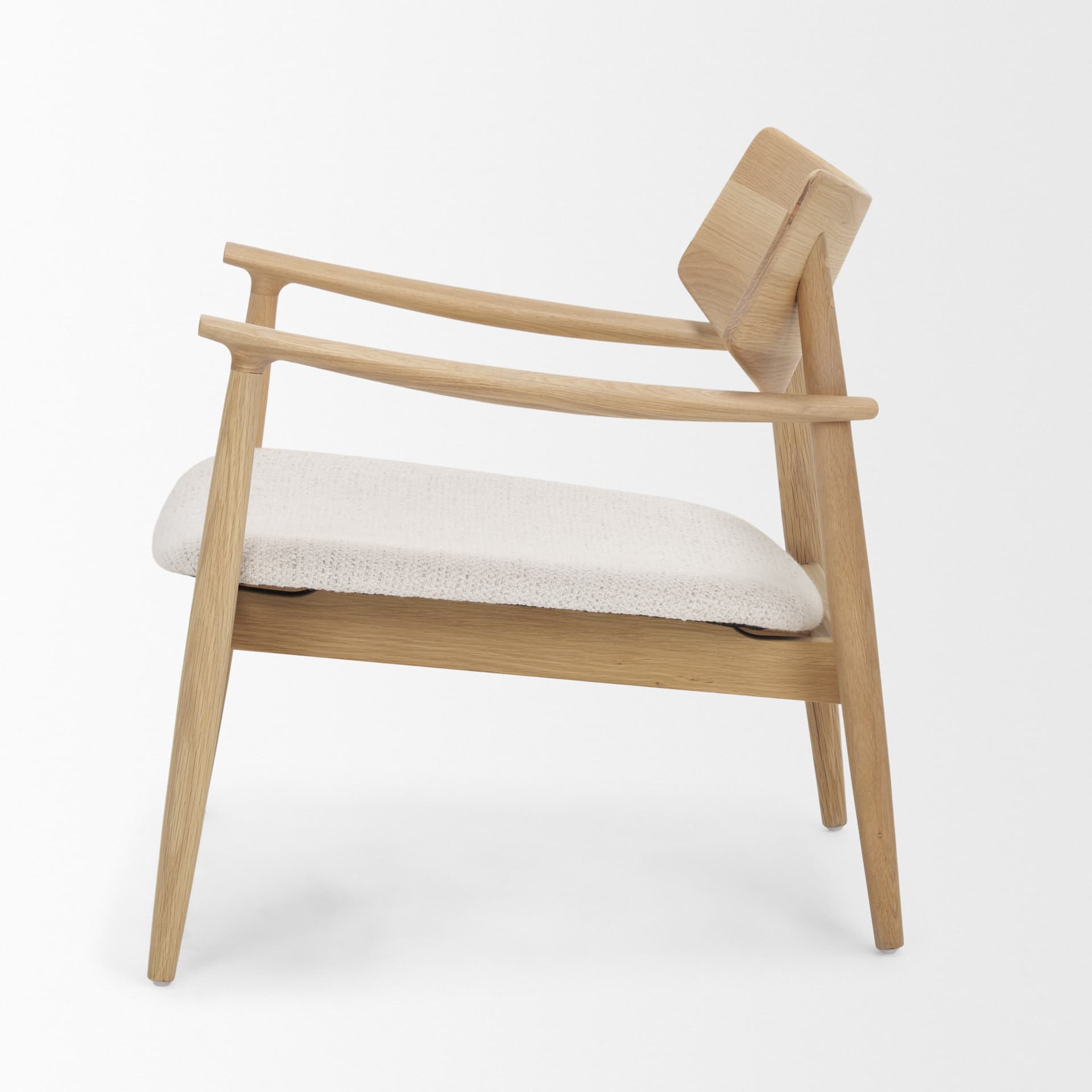 Haggen Light Brown Oak Wood w/ Cream Fabric Accent Chair — product photograph