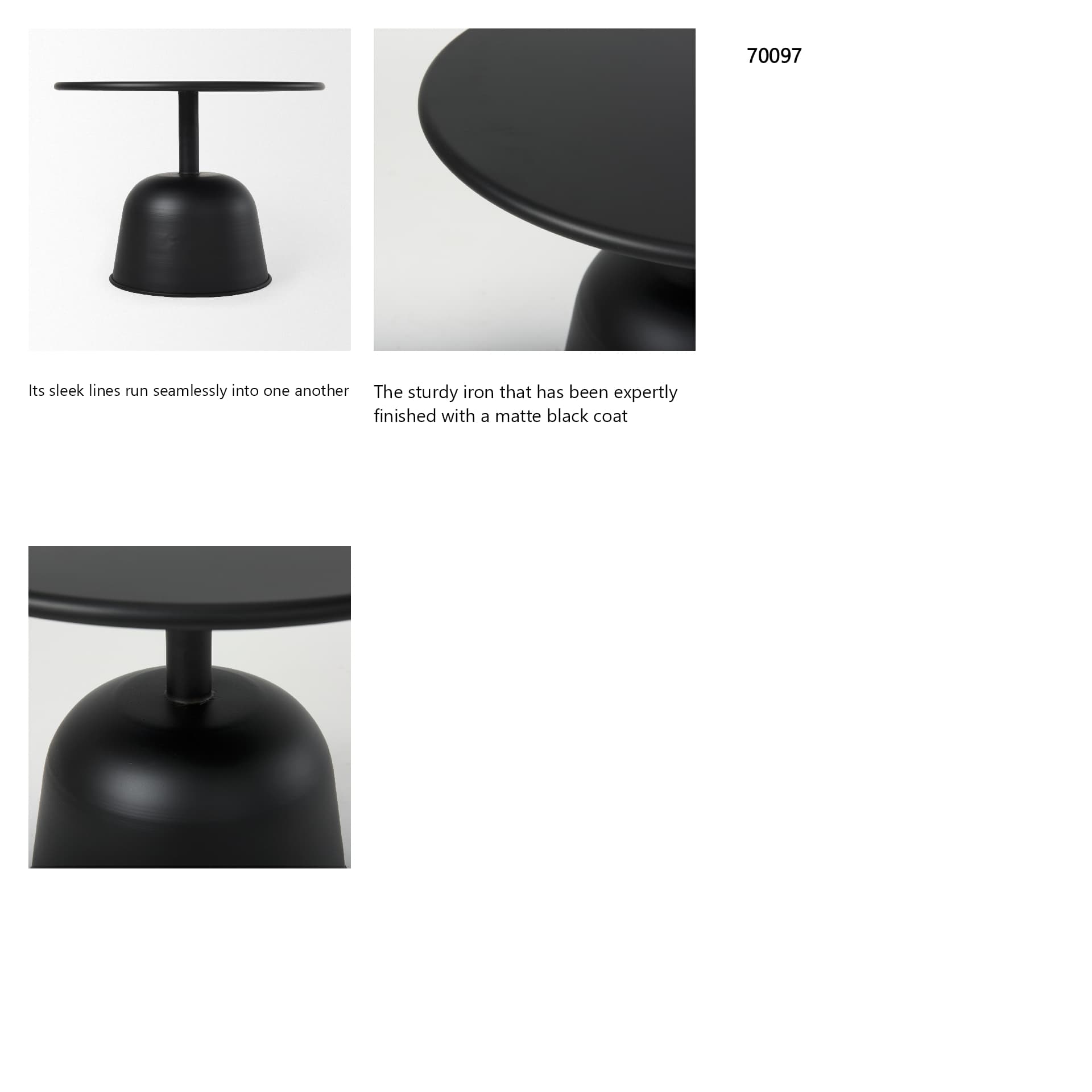 Talulla 19.7L x 19.7W x 14.8H Metal Matte Black Accent Table — in a styled room