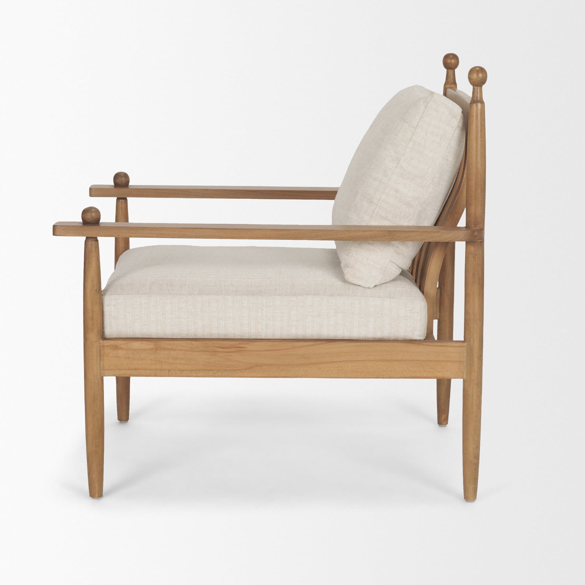 Danni Beige Fabric Beech Wood Framed Accent Lounge Chair — product photograph