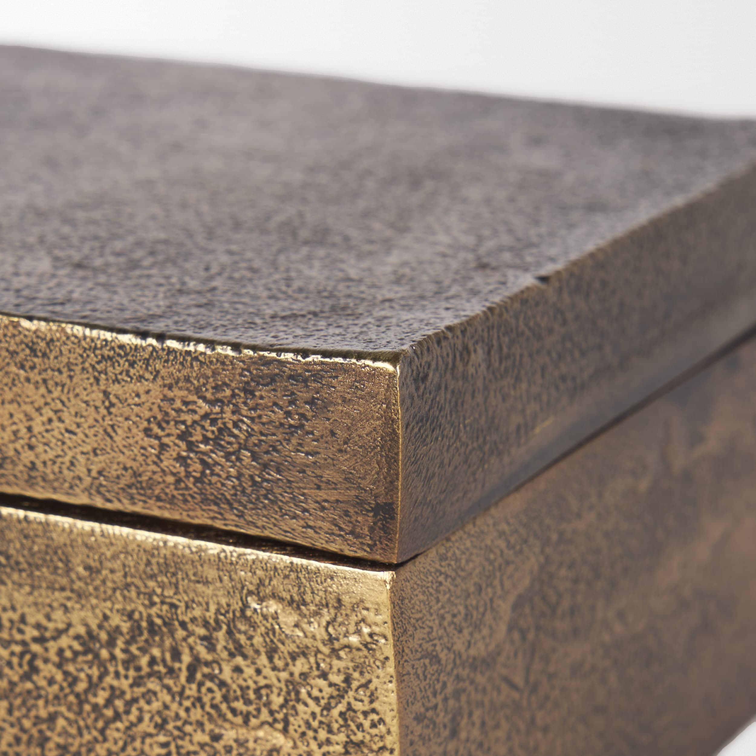 Porschia Small Antiqued Gold Metal Decorative Box — product photograph