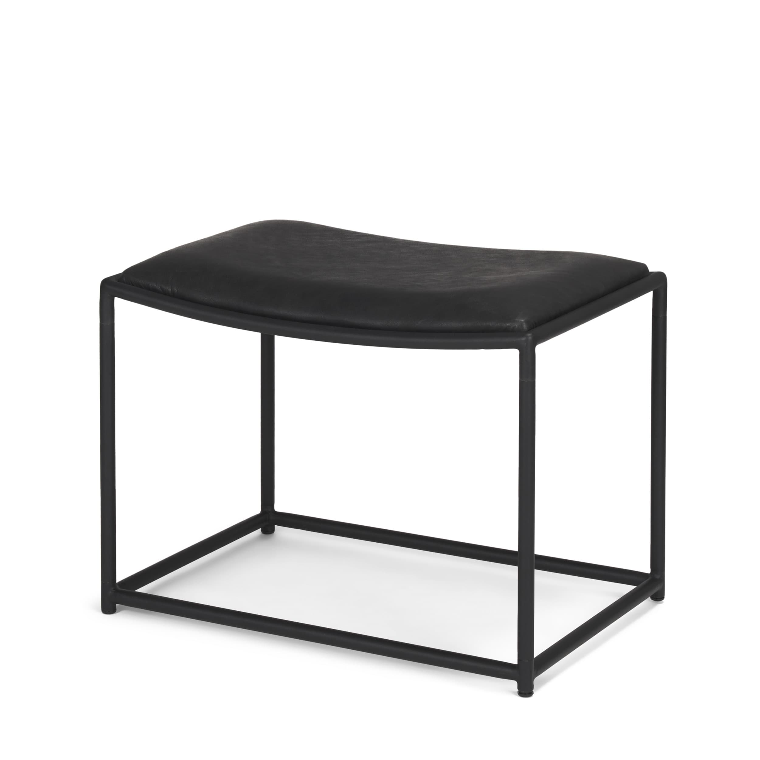 Taniel Black Leather w/ Black Metal Stool — product photograph