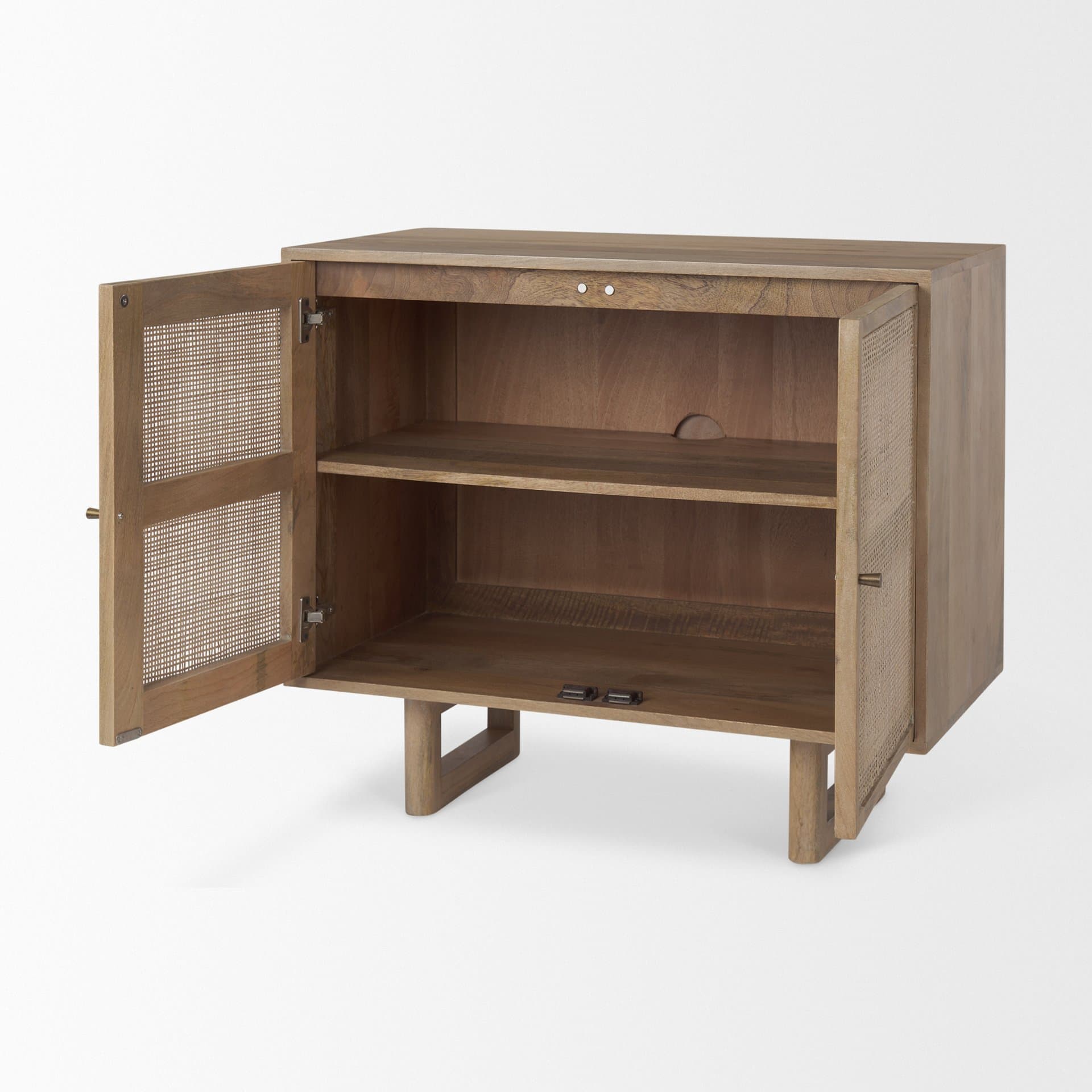 Grier 36" Light Brown Wood w/ Cane 2 Door Accent Cabinet — product photograph