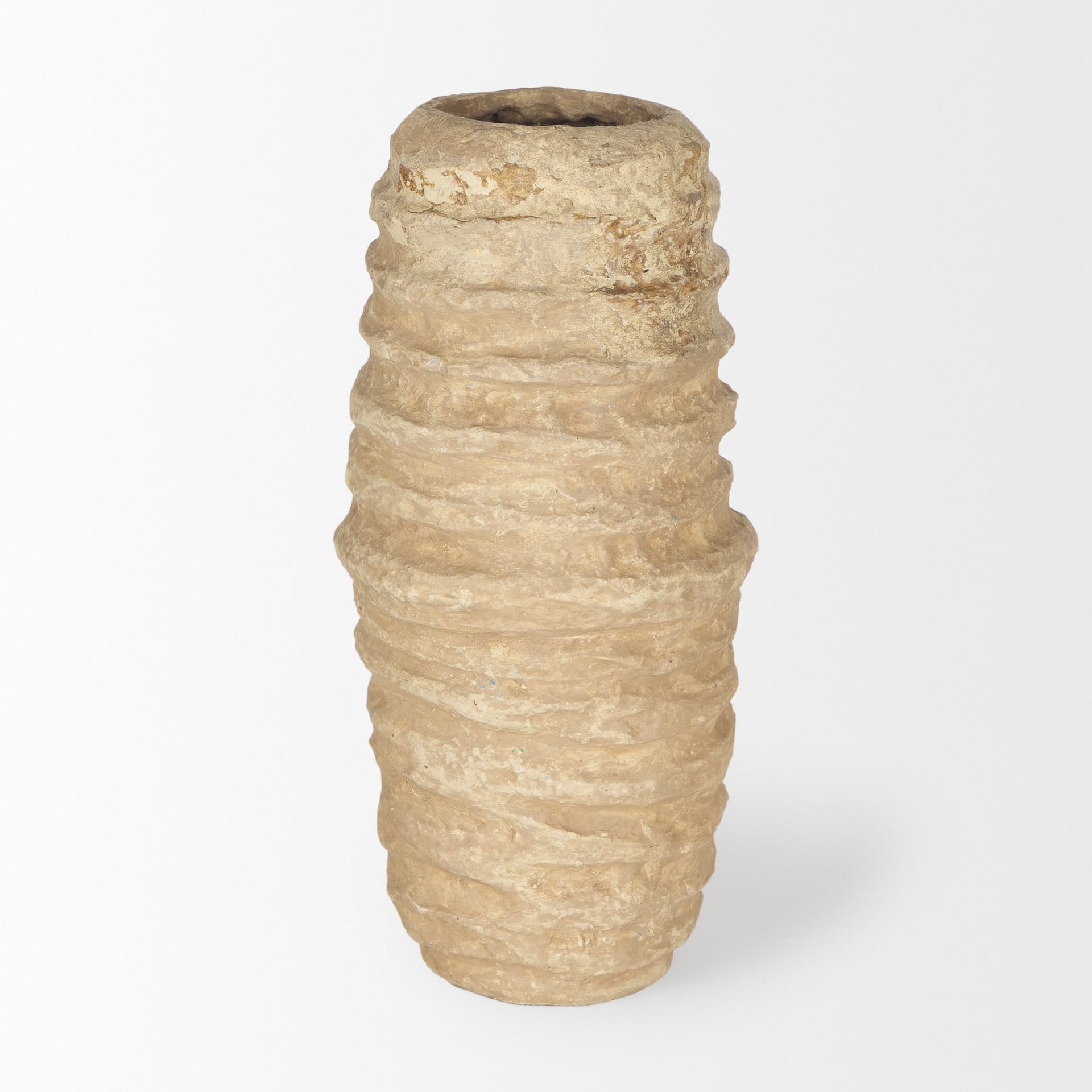 Kamli Small Beige Paper Mache Vase — product photograph