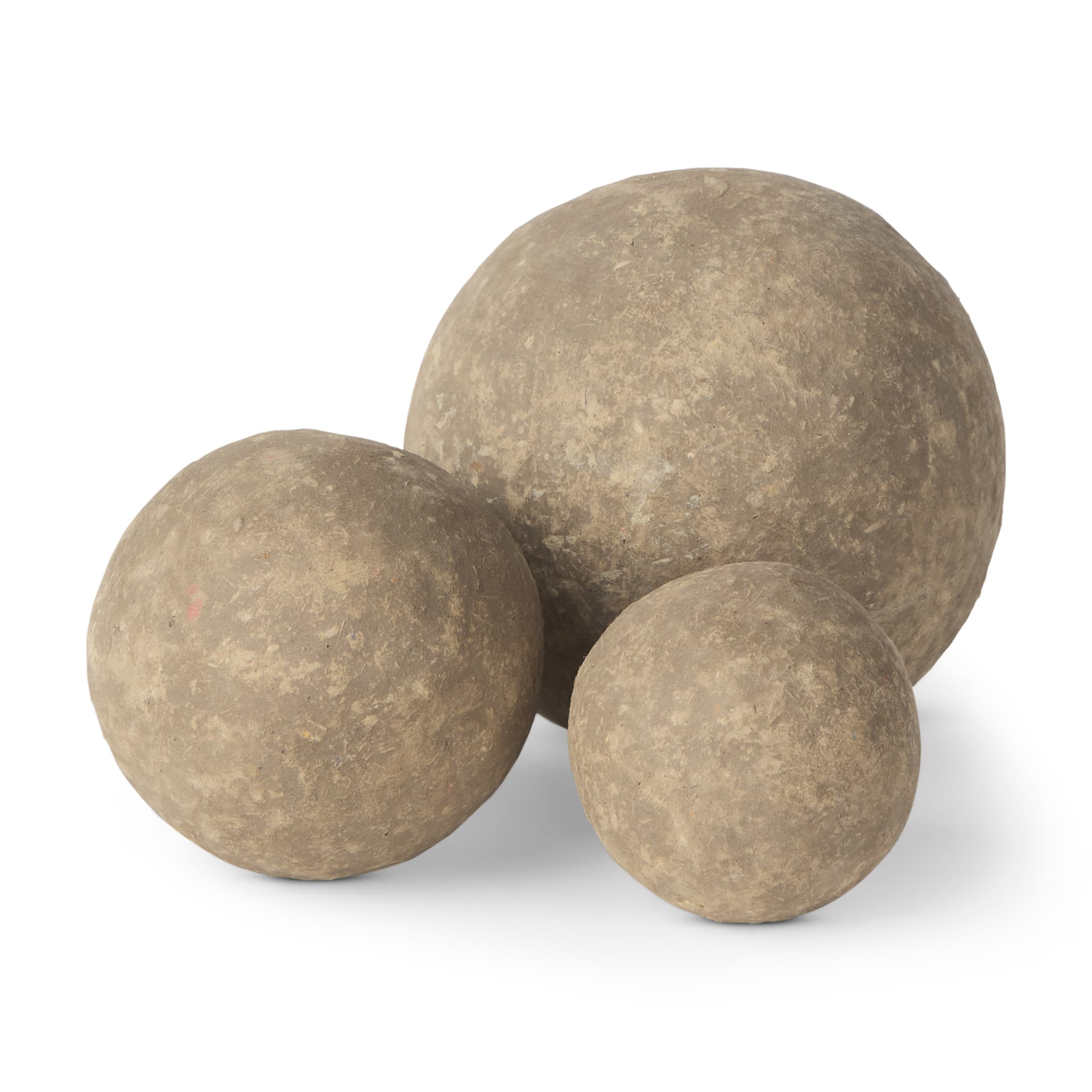 Sunita Set of 3 Gray Paper Mache Orbs — product photograph