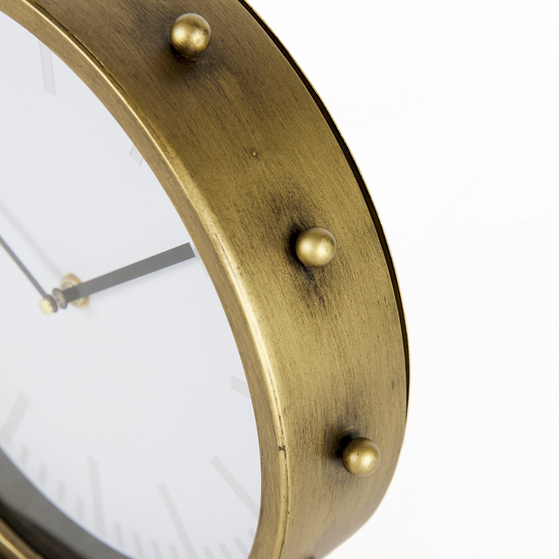 Marian 11.0L x 3.1W x 11.0H Gold Metal W/Studs Round Table Clock — product photograph