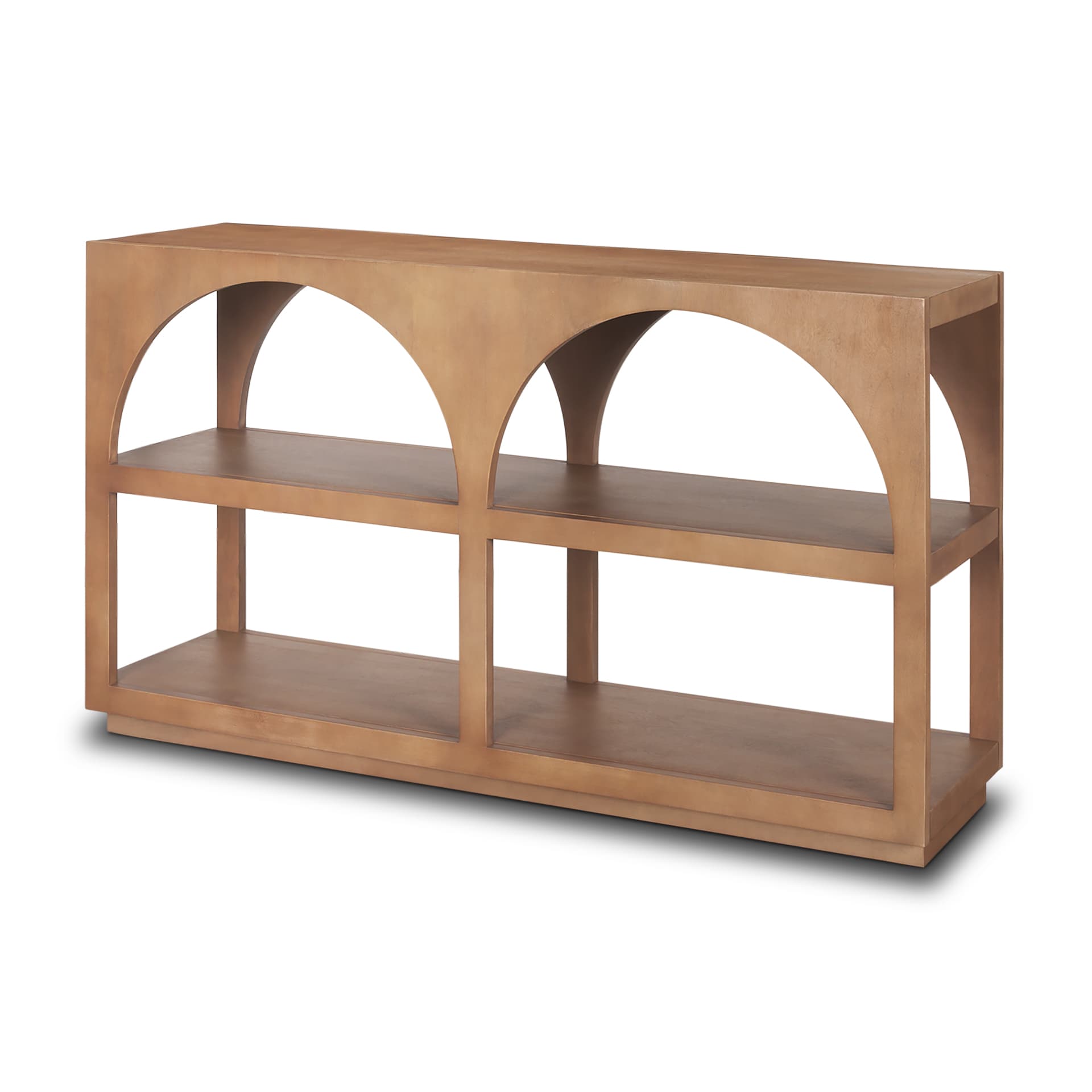 Bela 54" Arched Console Table Medium Brown Wood — product photograph