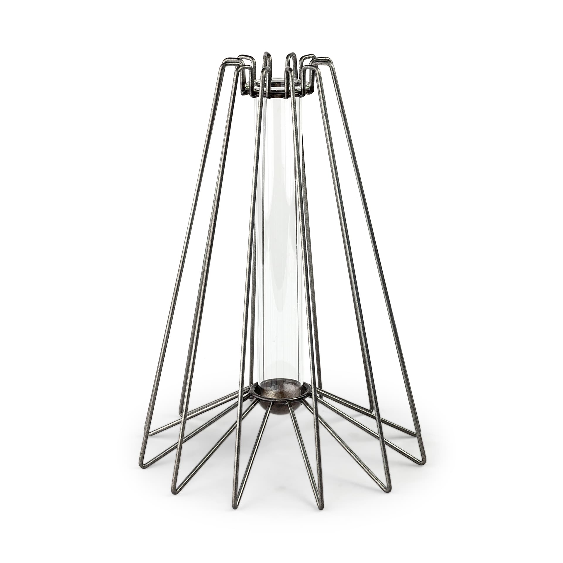 Madeline II Large Gunmetal Gray Metal Glass Test Tube Vase — product photograph