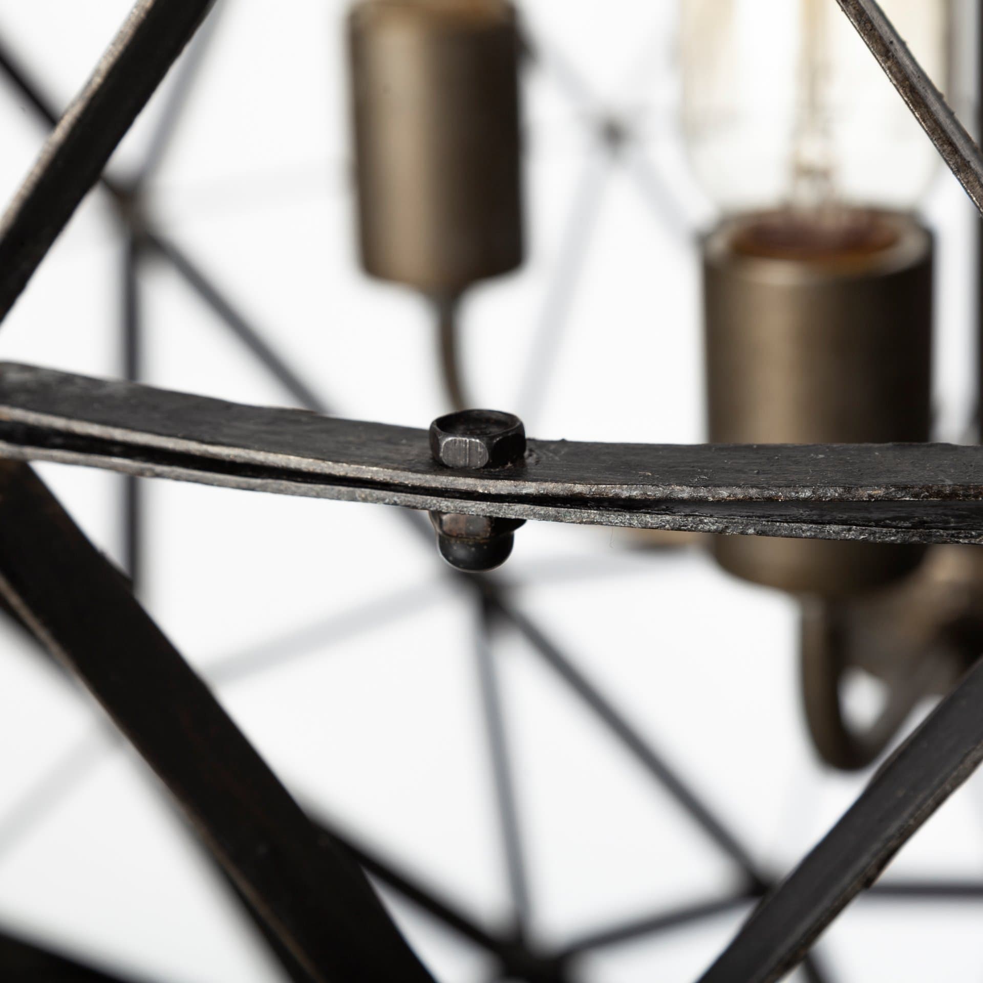 Dyson II (22.5"D) Black Metal Triangular Orb Four Bulb Chandelier — product photograph