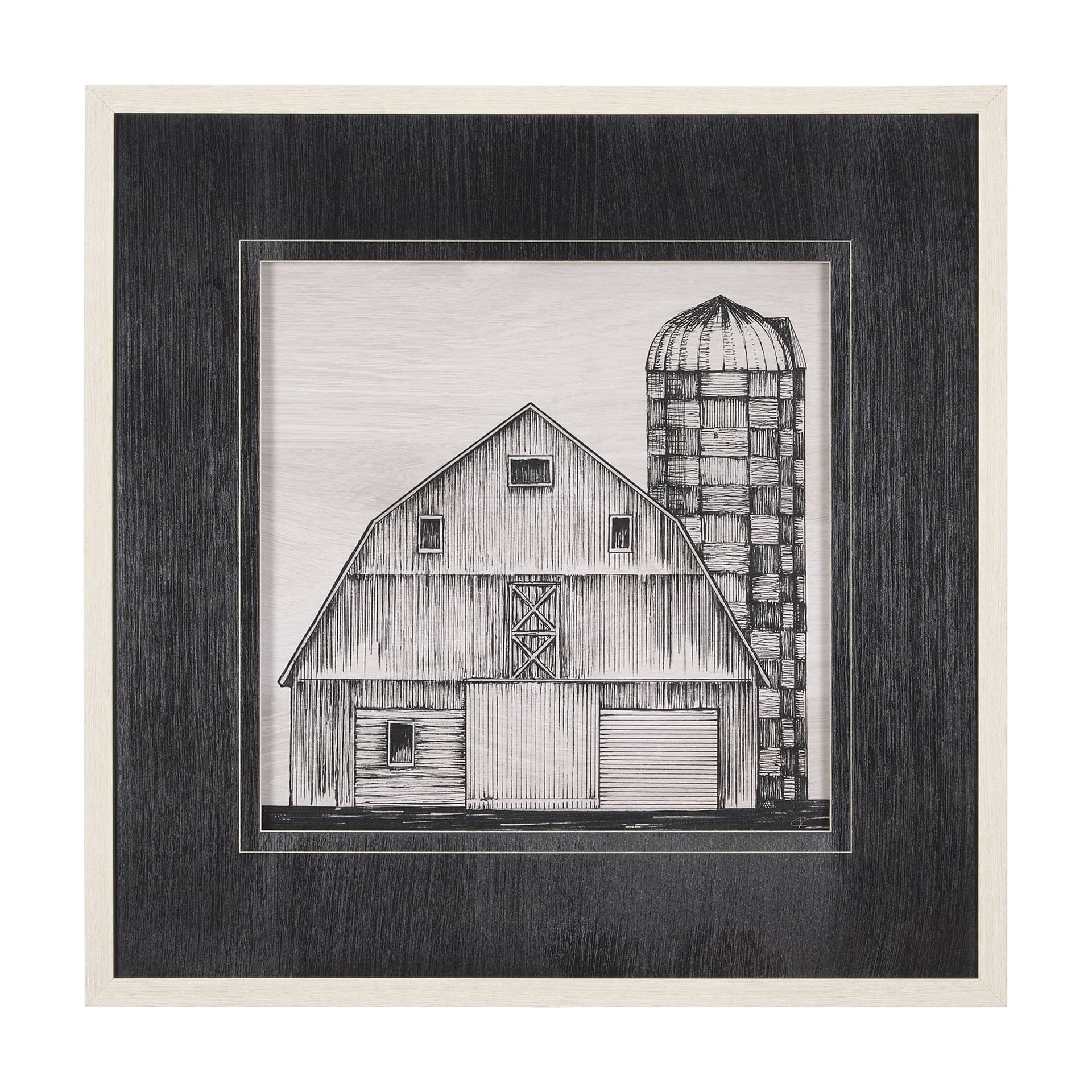 Barn Buildings II by Mercana Studio a Hand Embellished Textured Framed Art Print Matted under Glass — product photograph