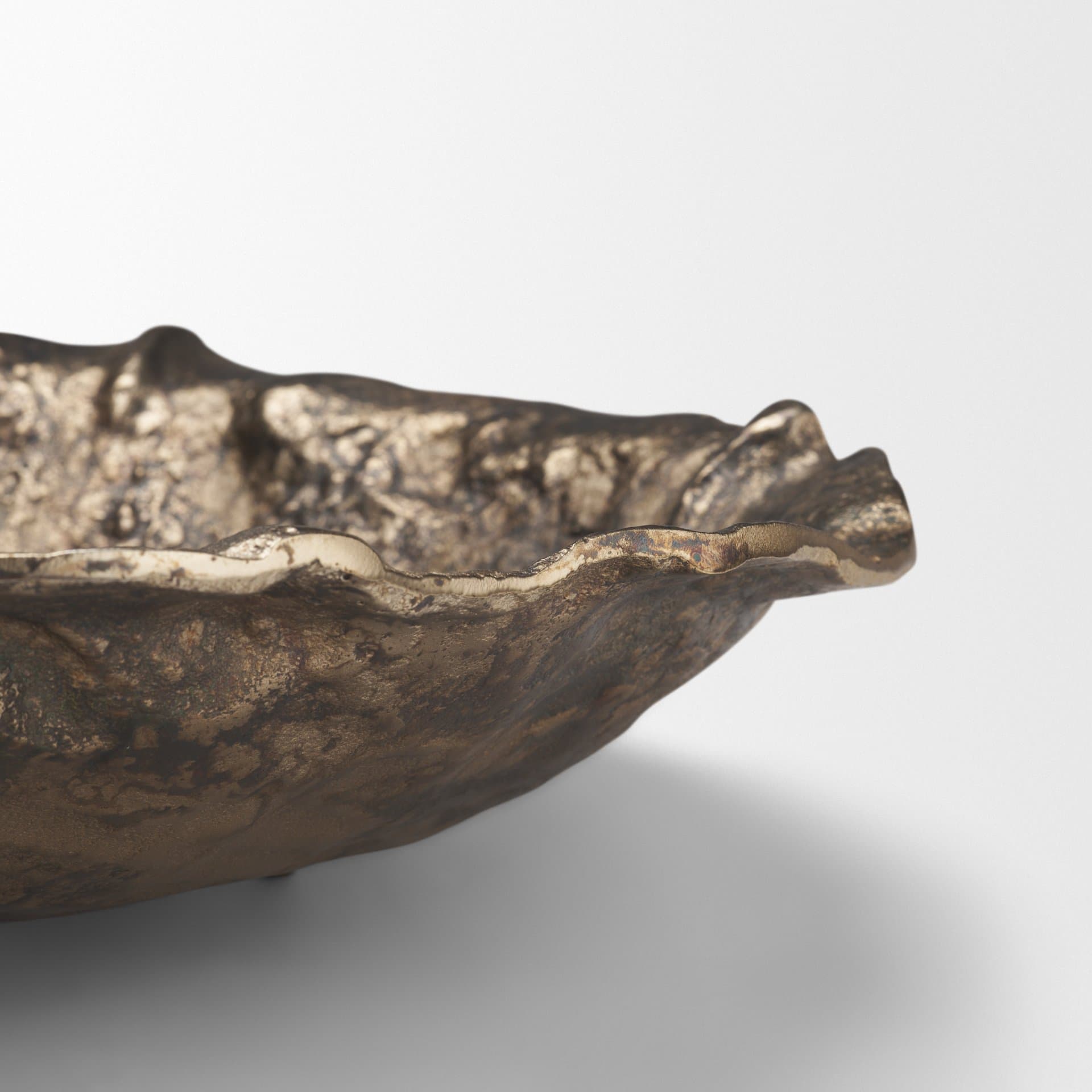 Verdant Large Antiqued Brass Metal Decorative Centerpiece Bowl — product photograph