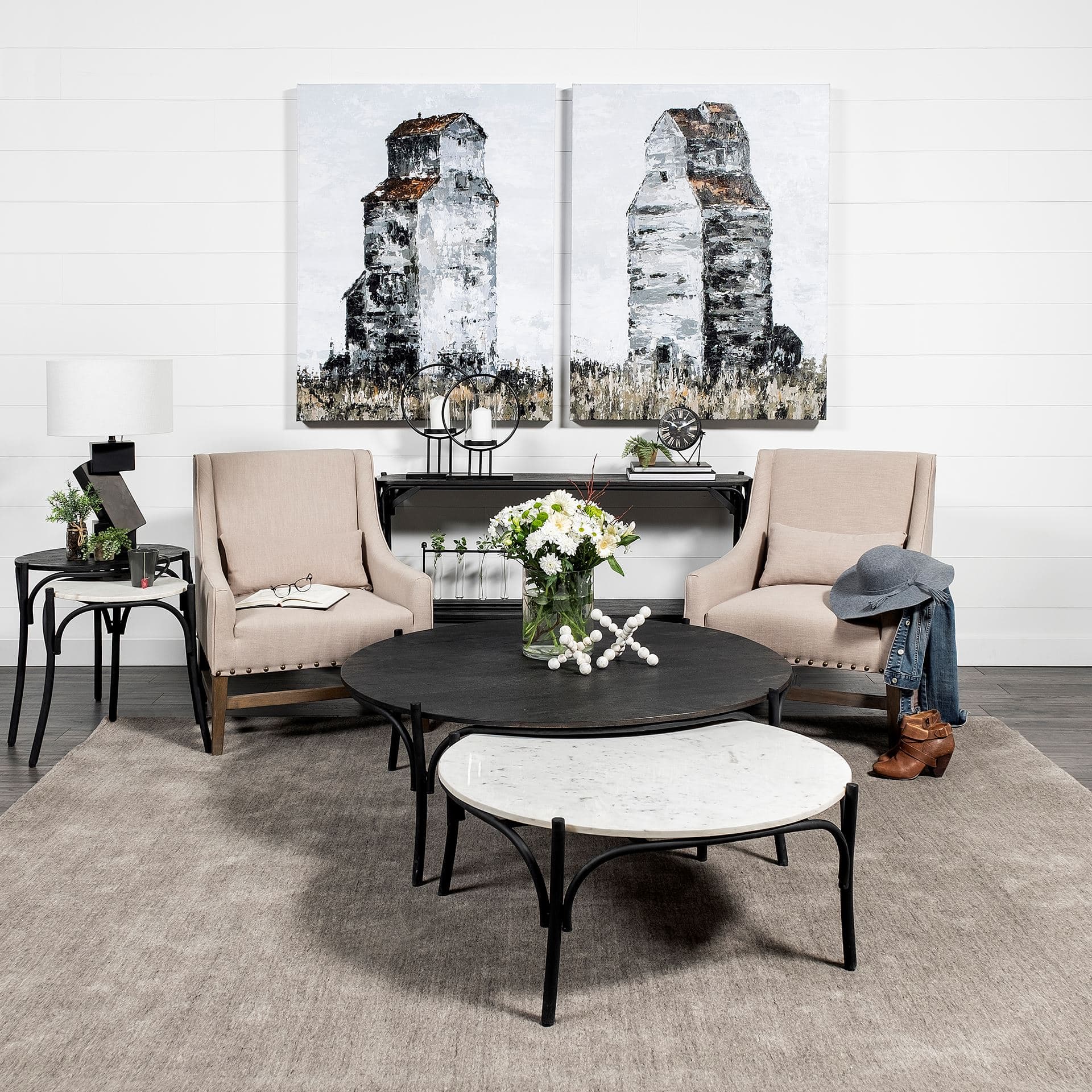Abandoned Grain Elevator II by Mercana Studio a Hand Embellished Textured Canvas — in a styled room