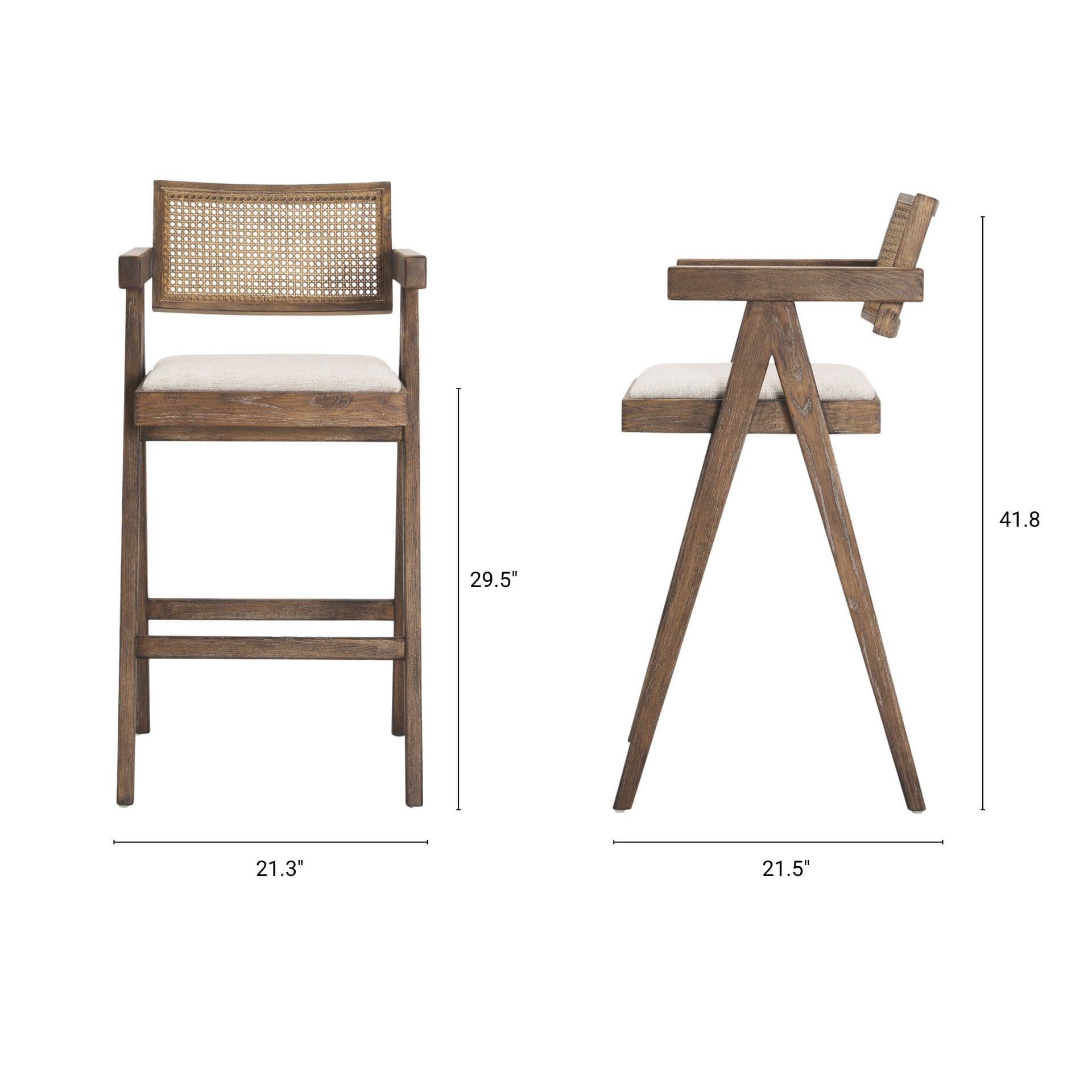 Indie Low Back 29.5in Seat Bar Stool | Medium Brown — product photograph