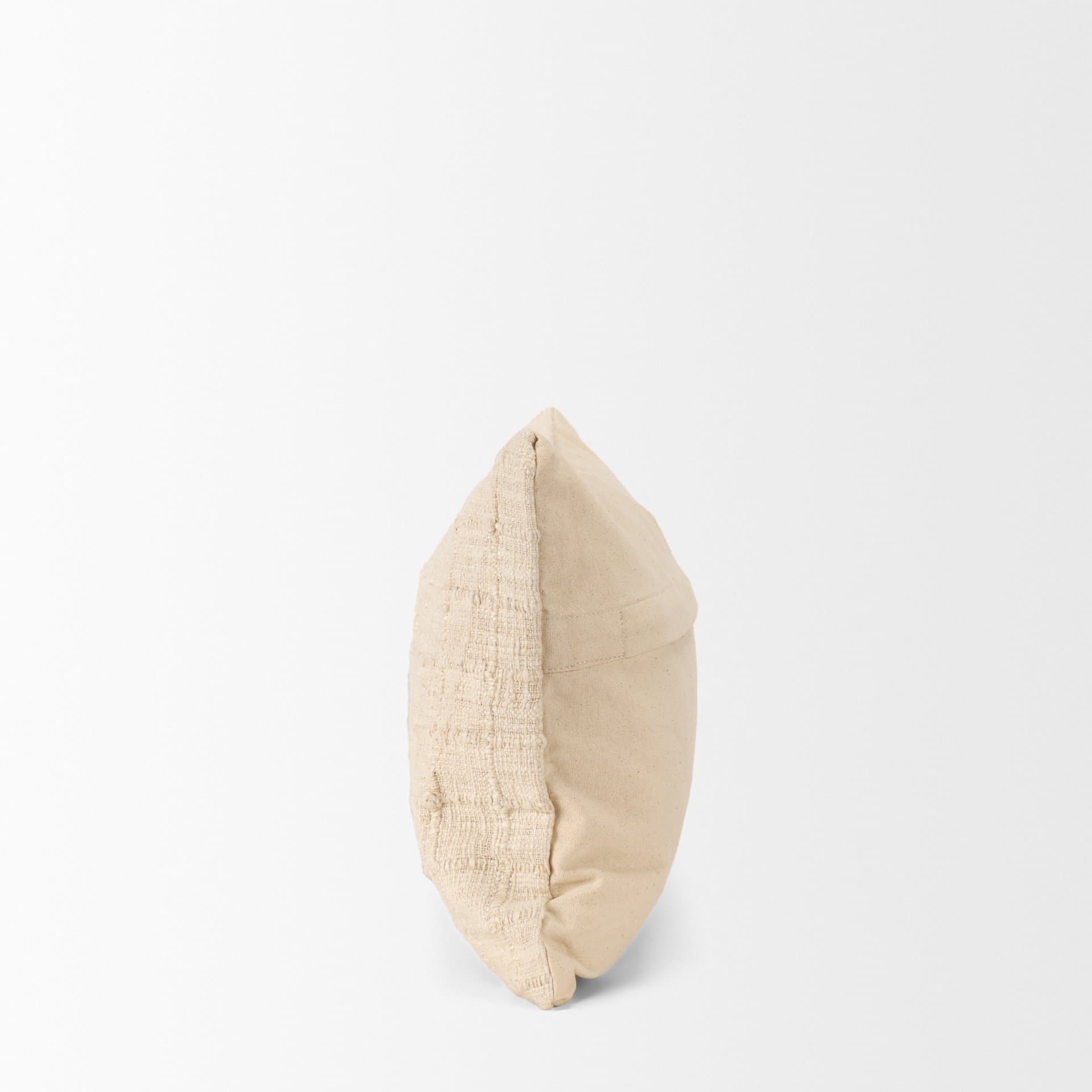 Jacory 14x26 Cream Checker Textured Lumbar Pillow Cover w/Down Filler — product photograph