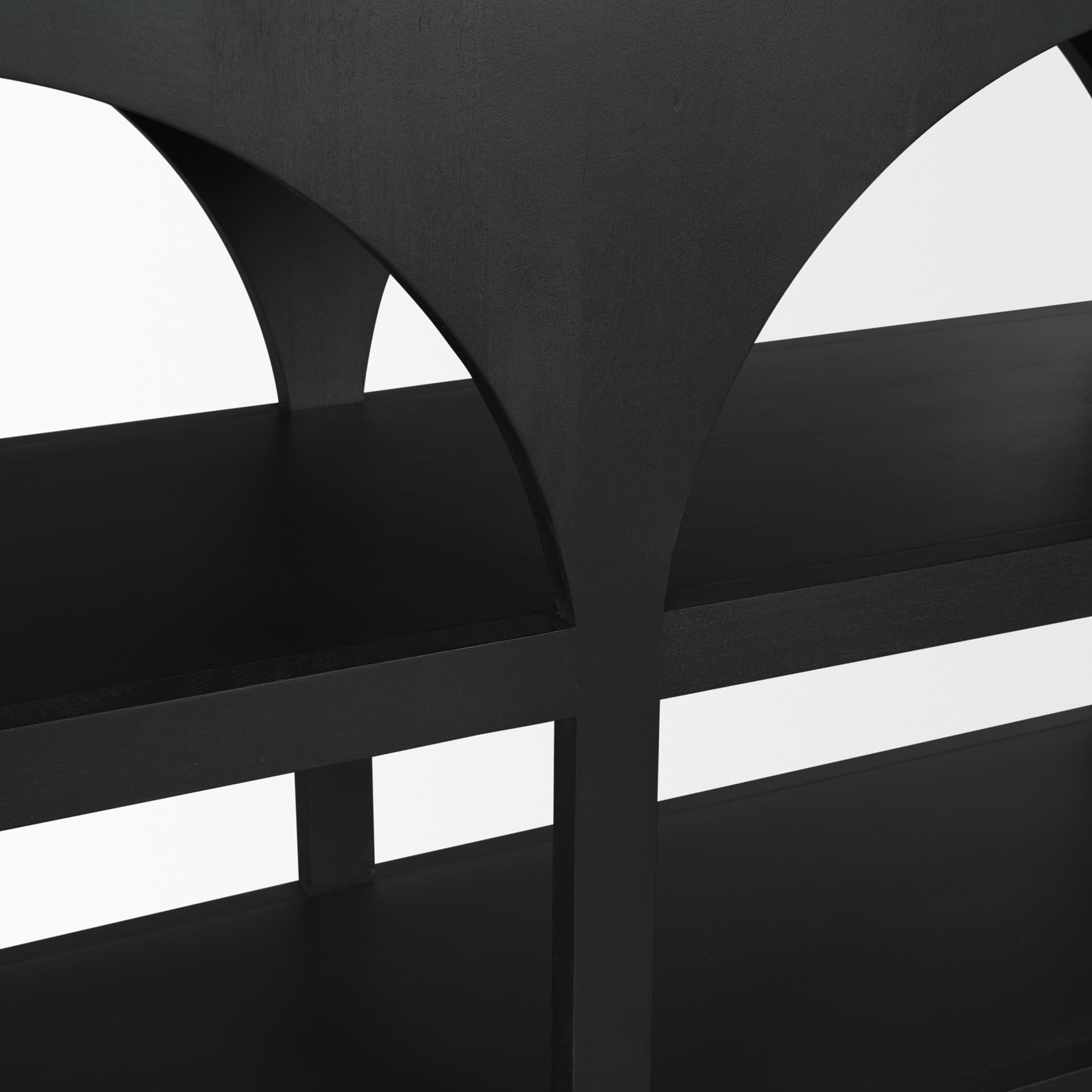 Bela 54" Matte Black Wood Arched Console Table — product photograph