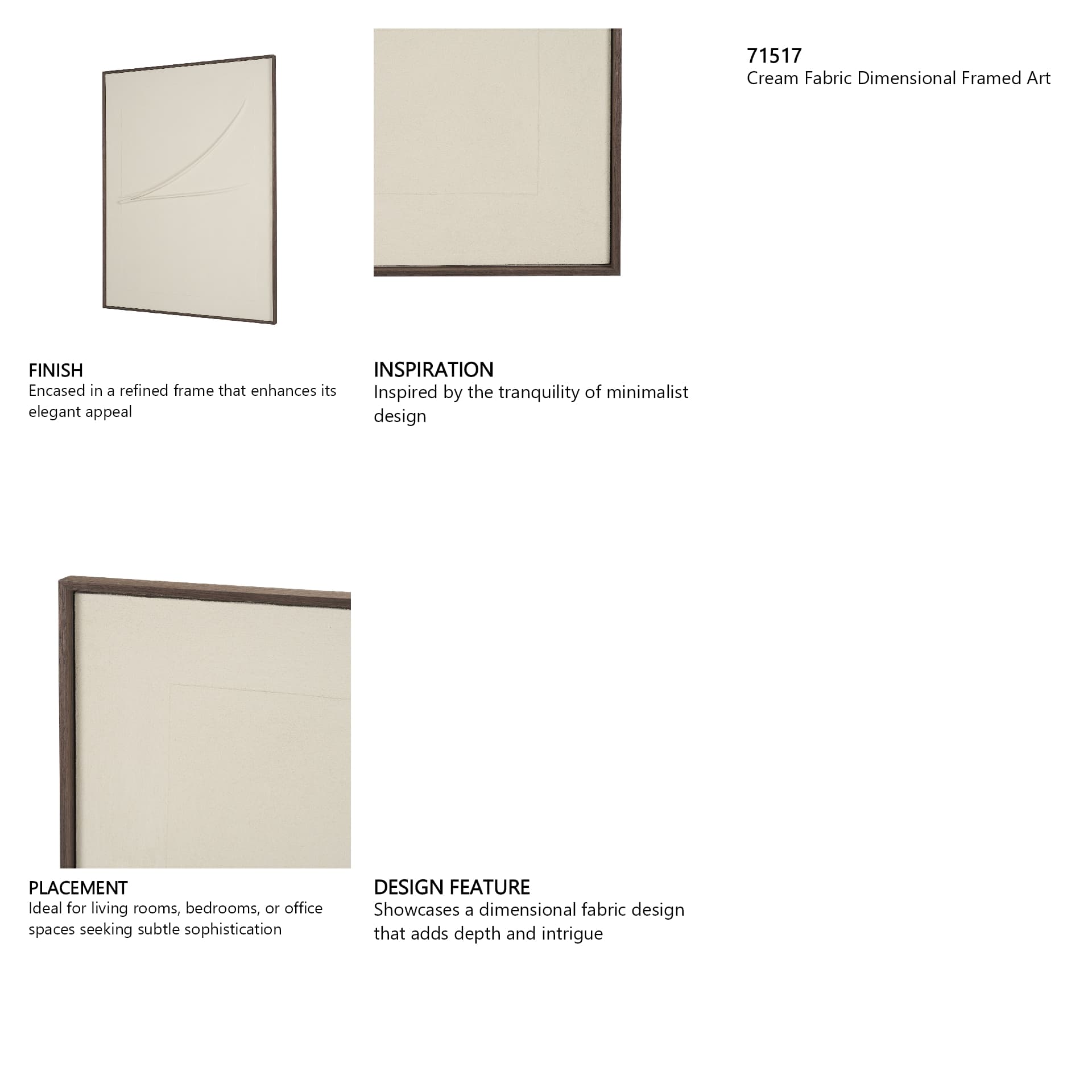 Drape II Cream Fabric Dimensional Framed Art — in a styled room