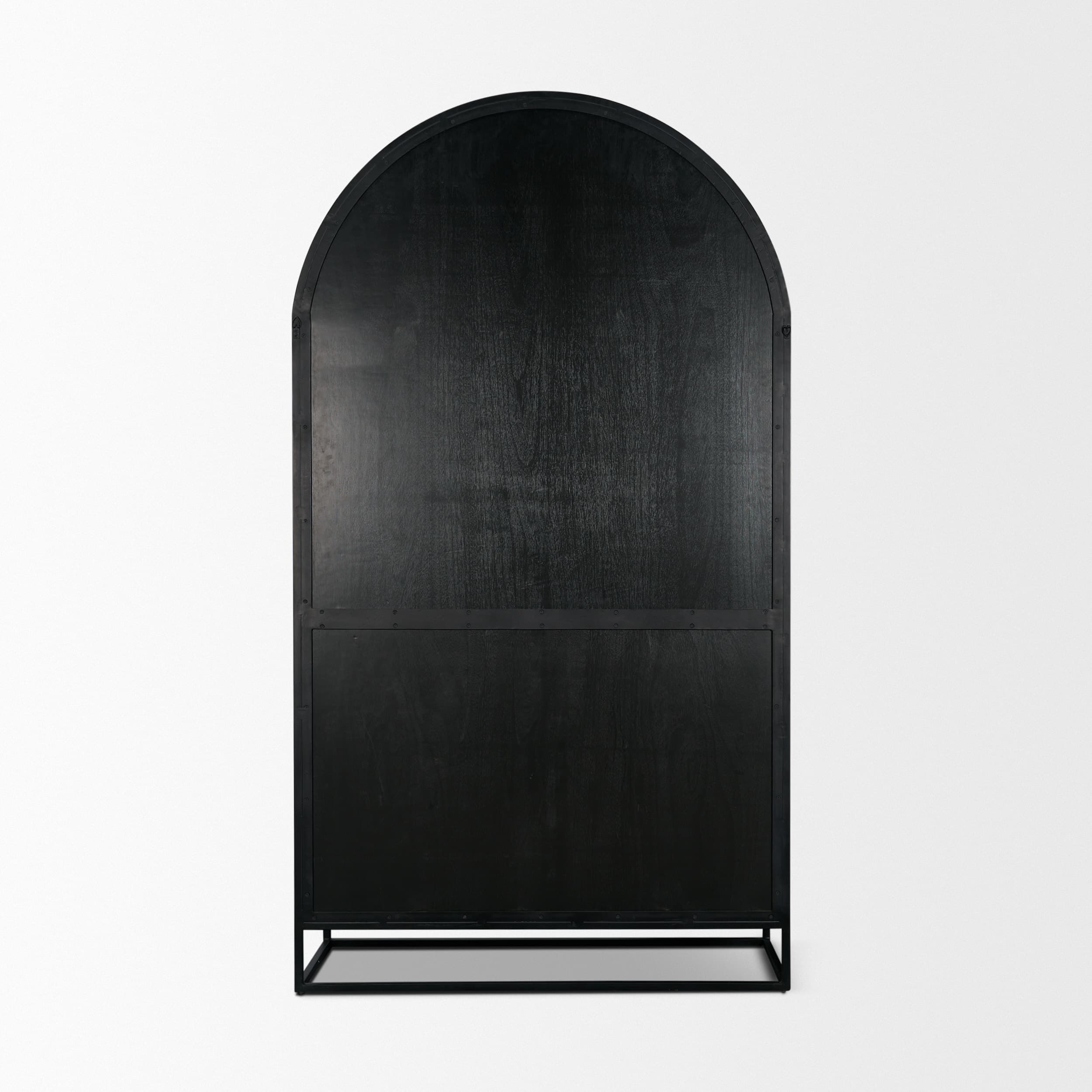 Sloan 47.5W x 80.5H Light Brown W/Black Metal Frame Arched Cabinet — product photograph