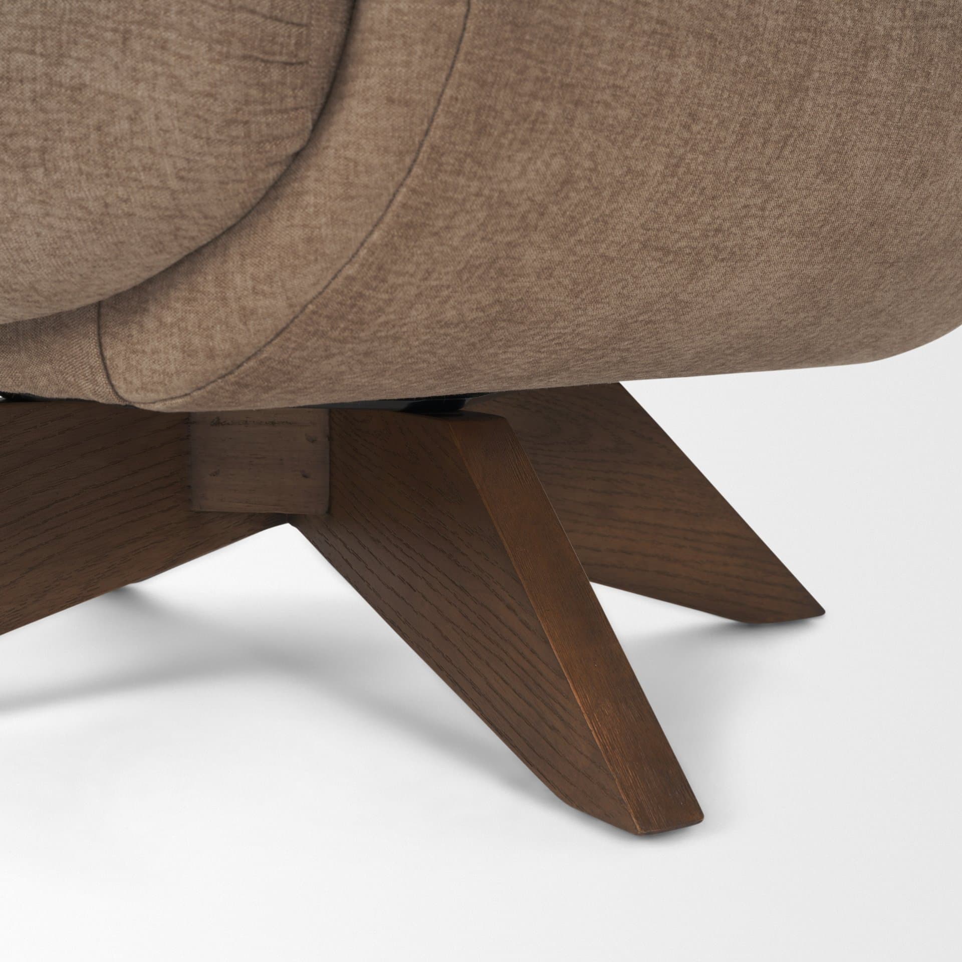 Oskar Chocolate Fabric w/ Brown Wood Base Swivel Accent Chair — product photograph