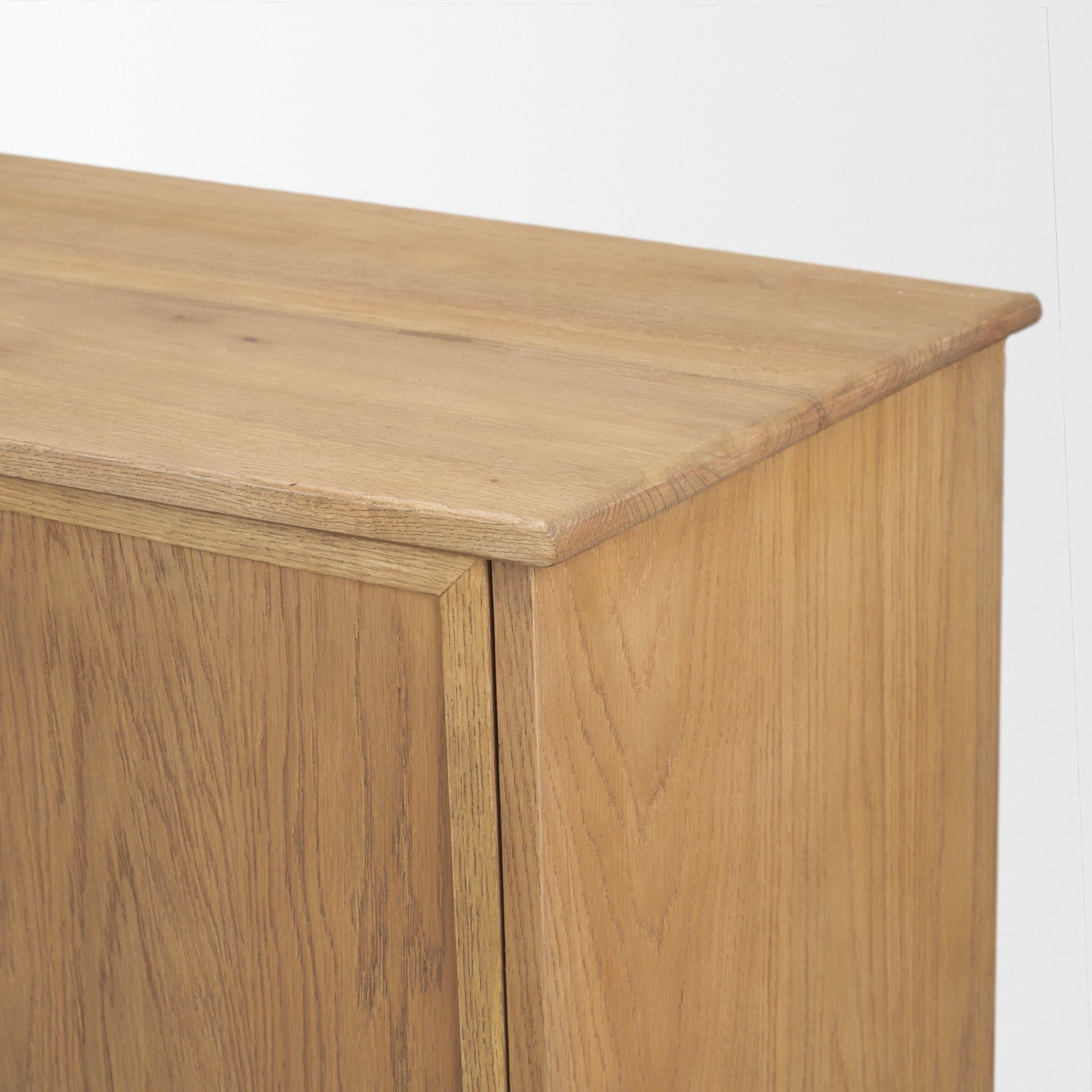 Carrington 82" 4 Door Closed Sideboard | Brown Oak Wood w/ Brass Hardware — product photograph