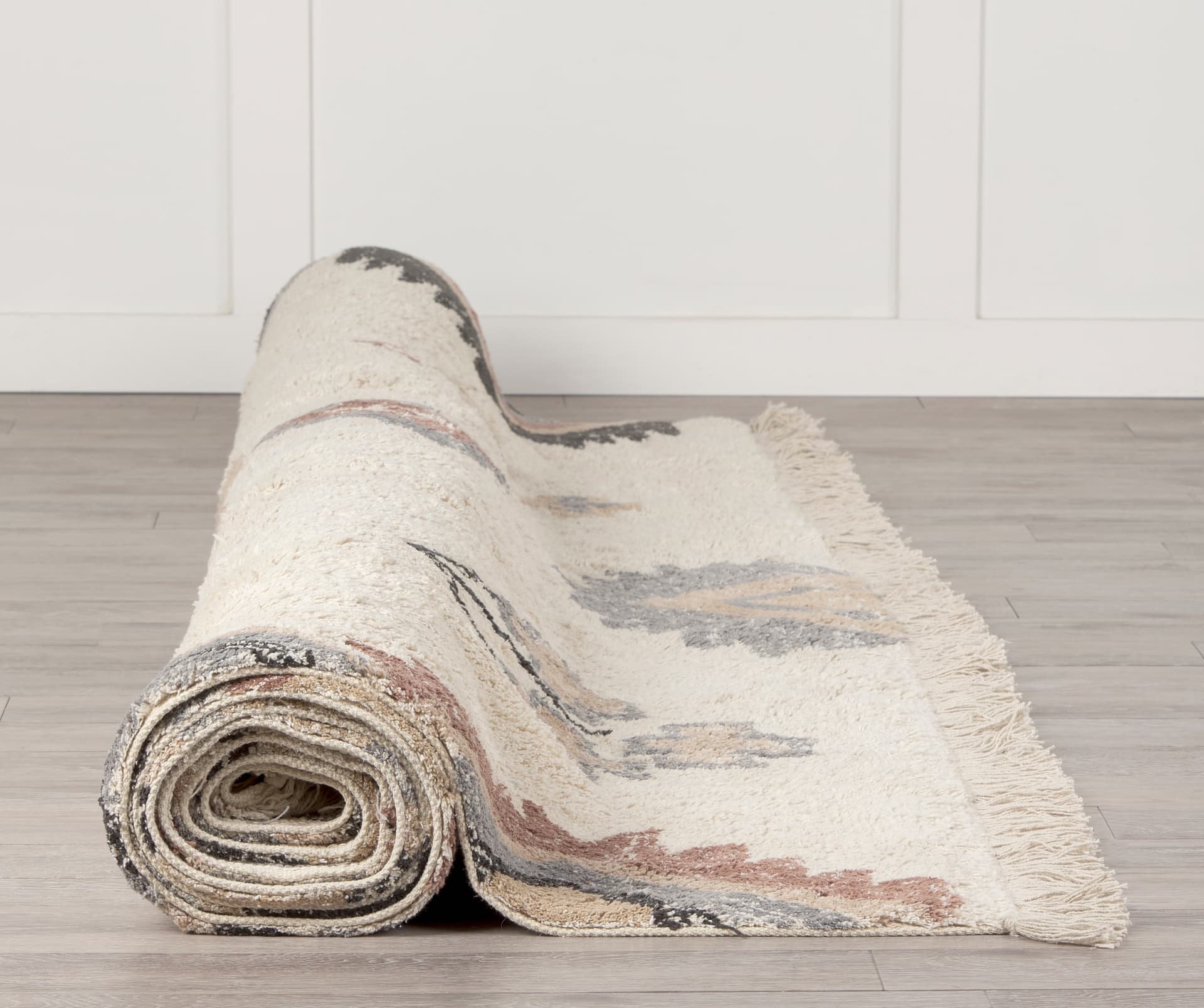 Carla 5x8 Earthy Neutrals Patterned Cotton Area Rug — product photograph