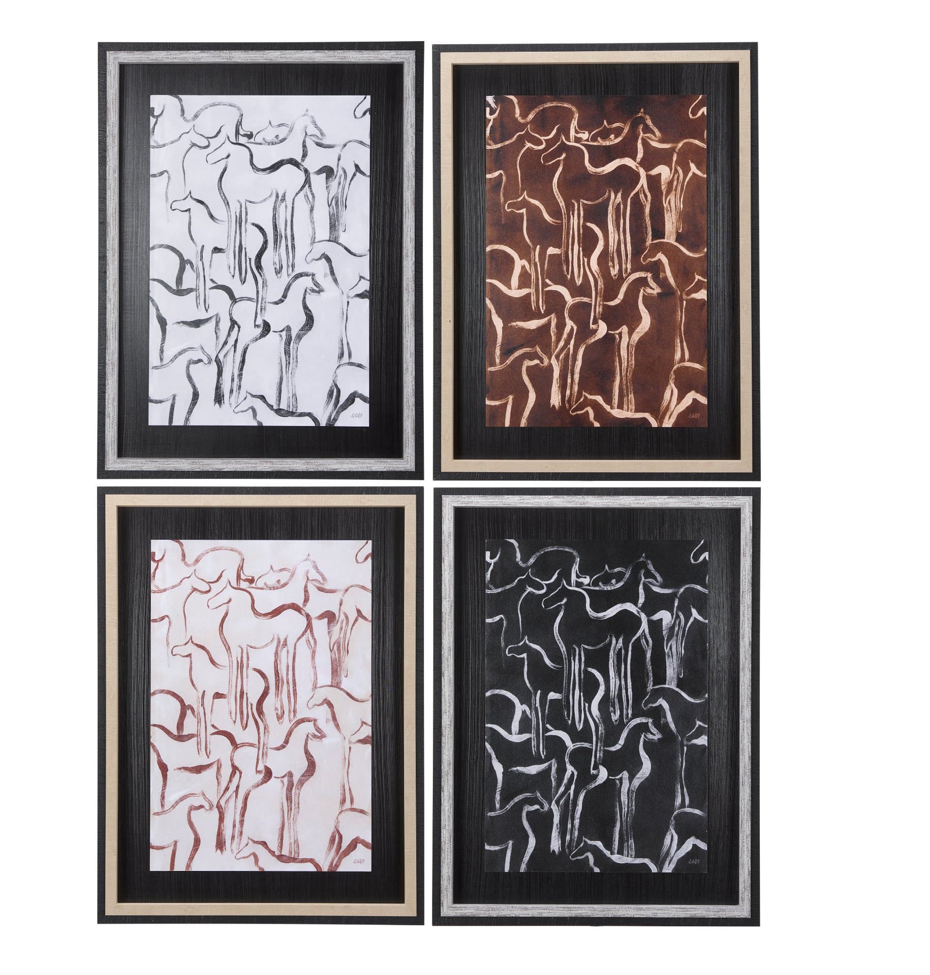 Horse Herd II by Mercana Studio a Hand Embellished Textured Framed Art Print — product photograph