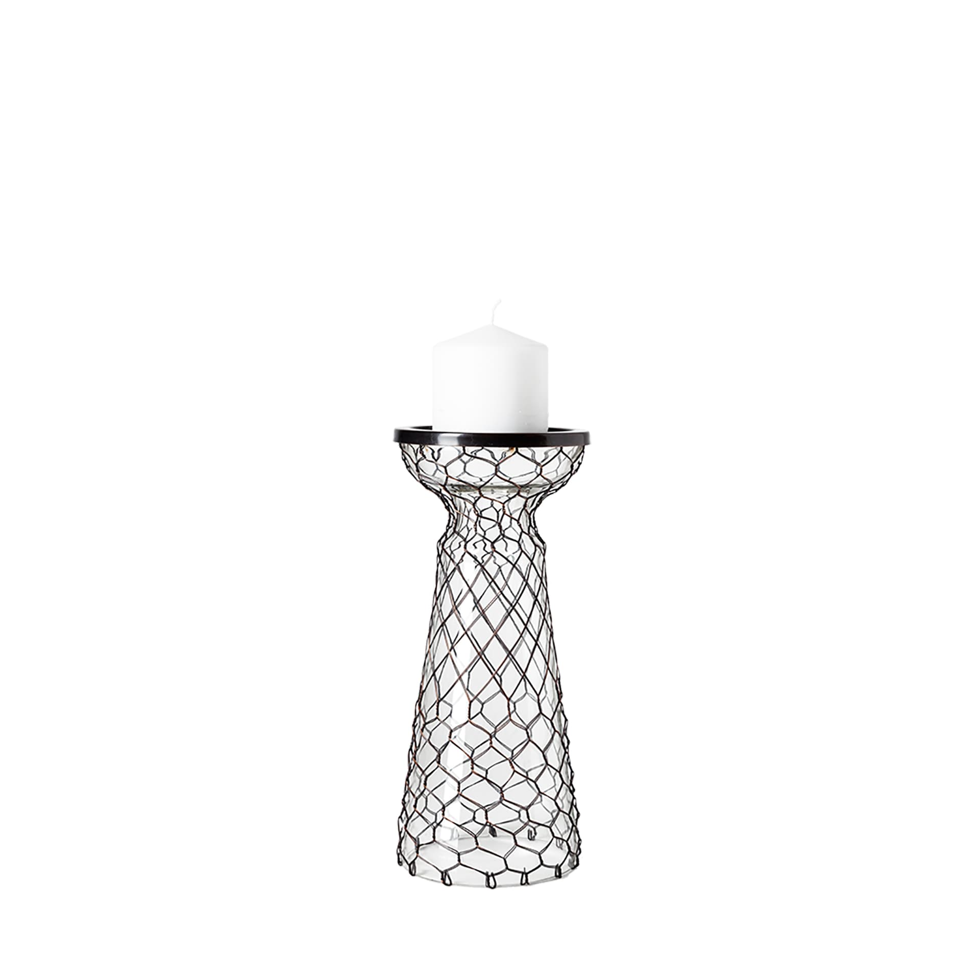 Shandra I Small Glass w/Metal Wire Snakeskin Pattern Table Candle Holder — product photograph