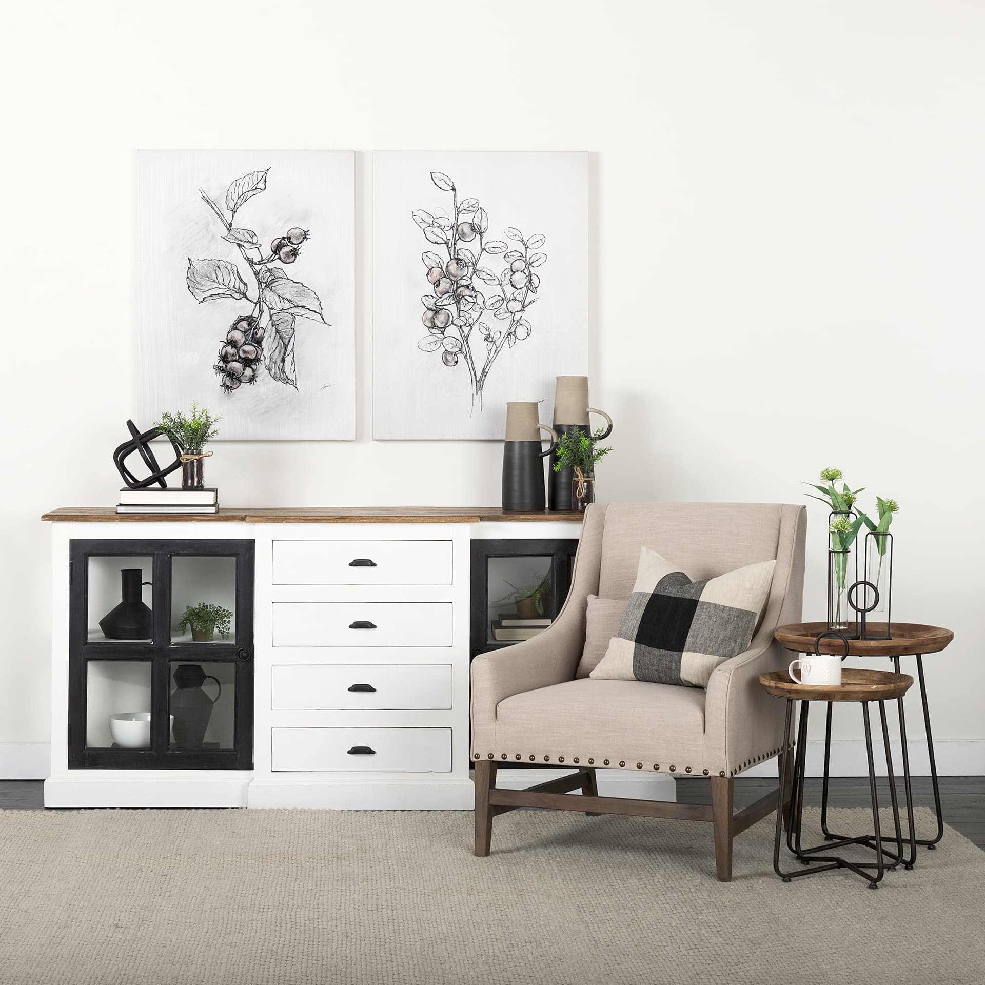 Wildberry Collection Hucklberry by Ariana a Hand Embellished Textured Canvas — in a styled room
